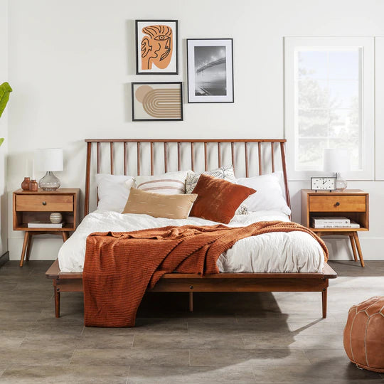 Modern Wood Queen Spindle Bed - East Shore Modern Home Furnishings