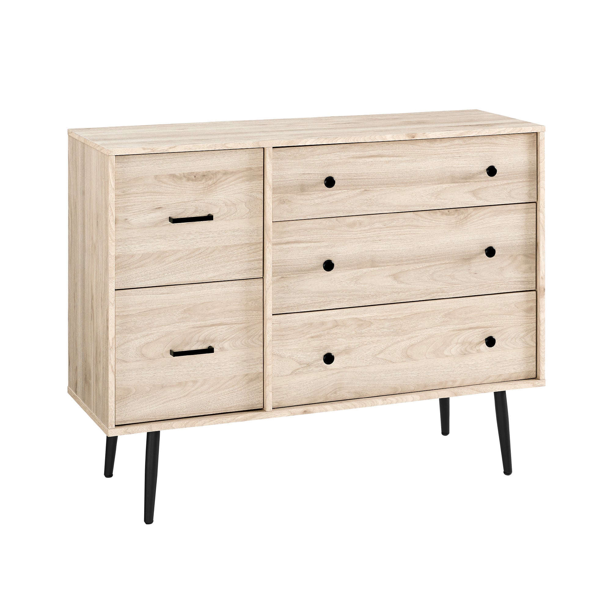 Quincy Modern 5 Drawer Metal and Wood Dresser