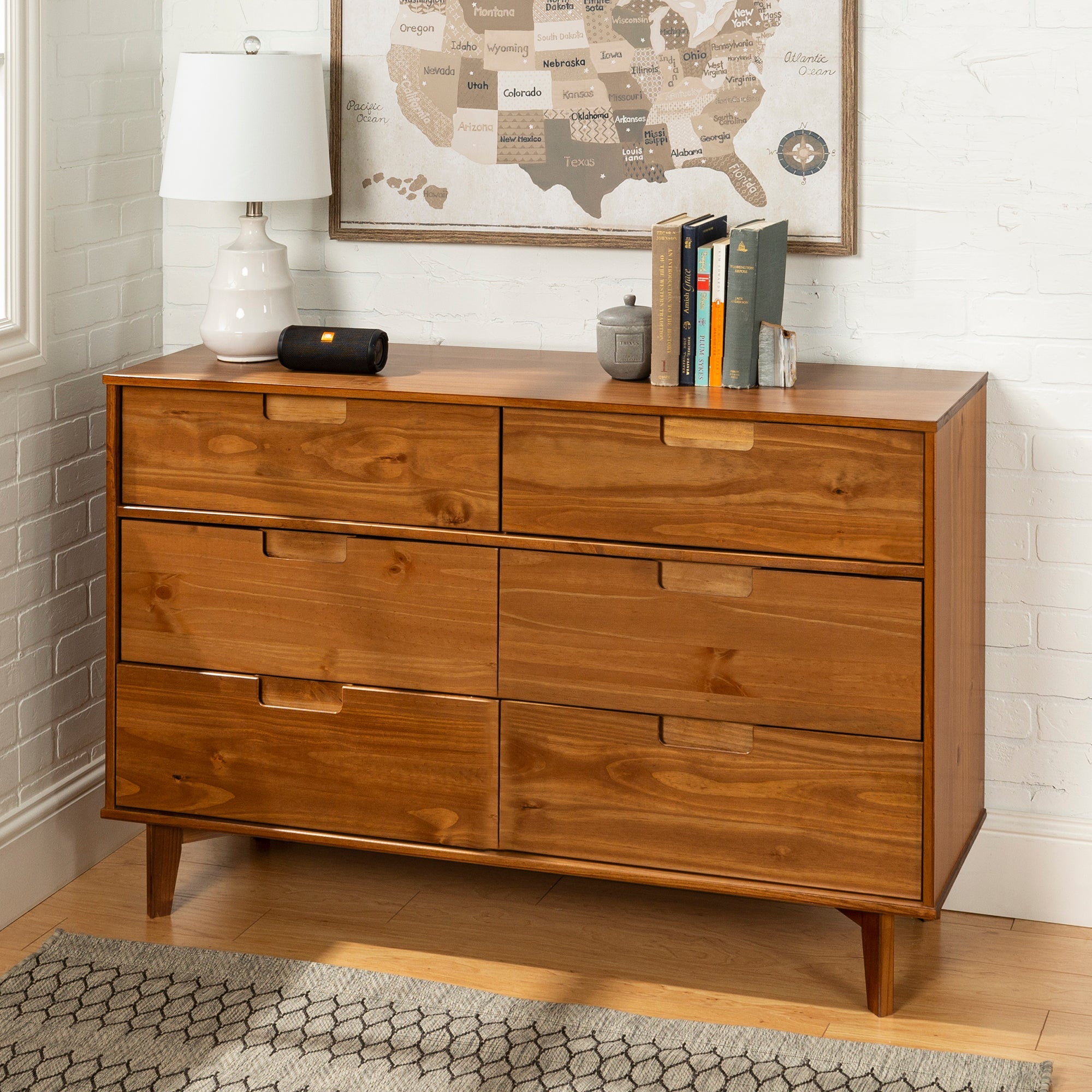 Sloane 6 Drawer Groove Handle Wood Dresser - East Shore Modern Home Furnishings