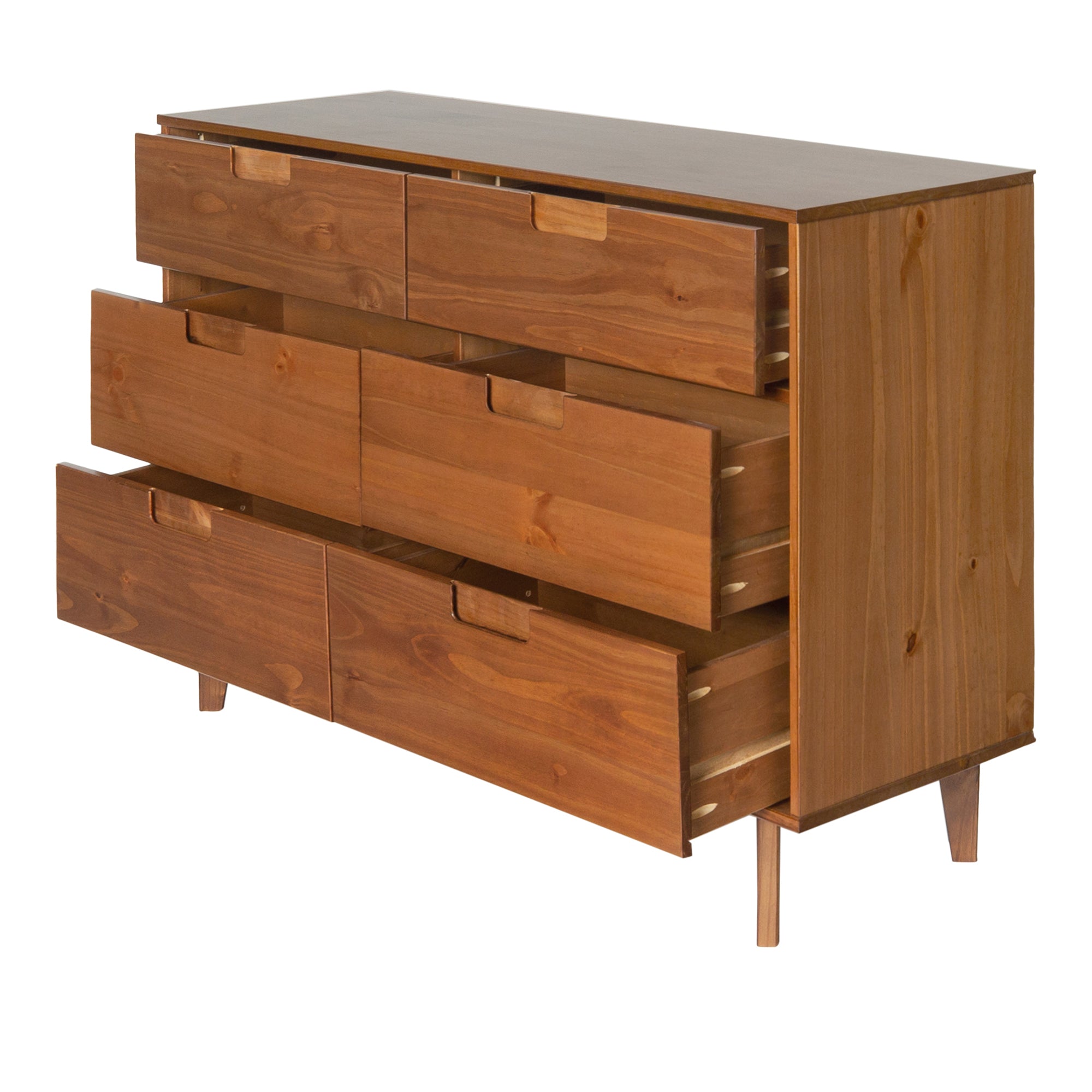 Sloane 6 Drawer Groove Handle Wood Dresser