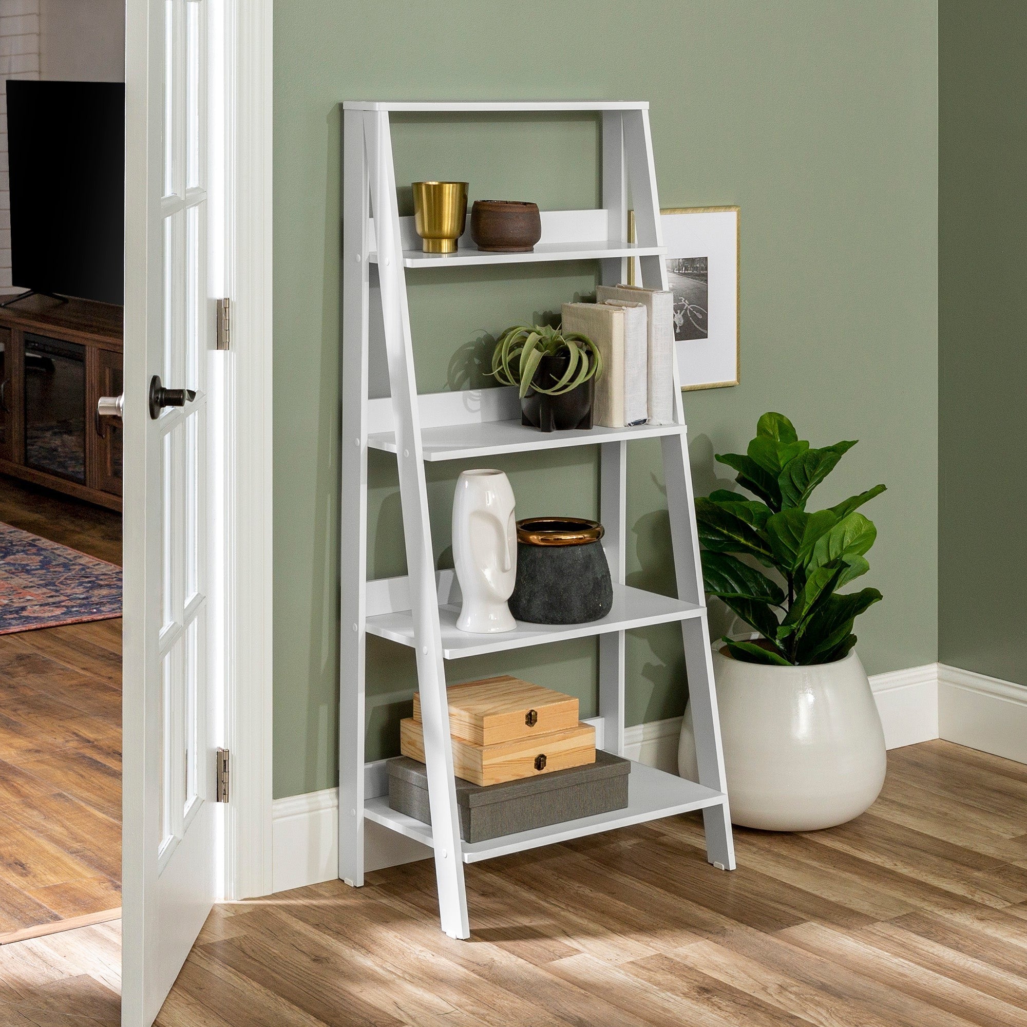55" Modern Wood Ladder Bookshelf - East Shore Modern Home Furnishings