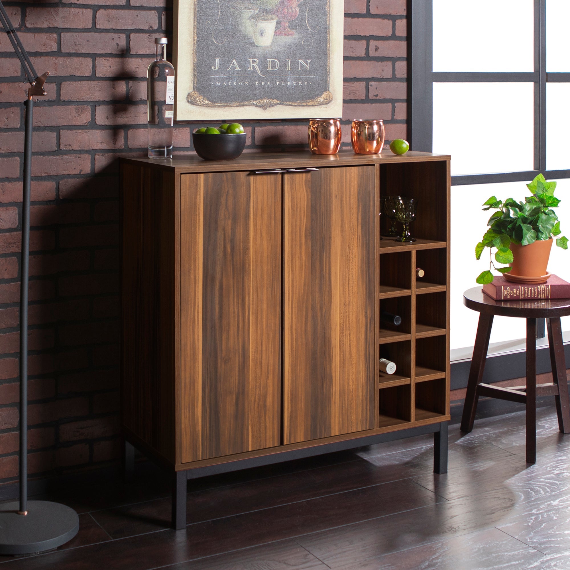Chicago 34" Modern Bar Cabinet with Side Bottle Storage - East Shore Modern Home Furnishings