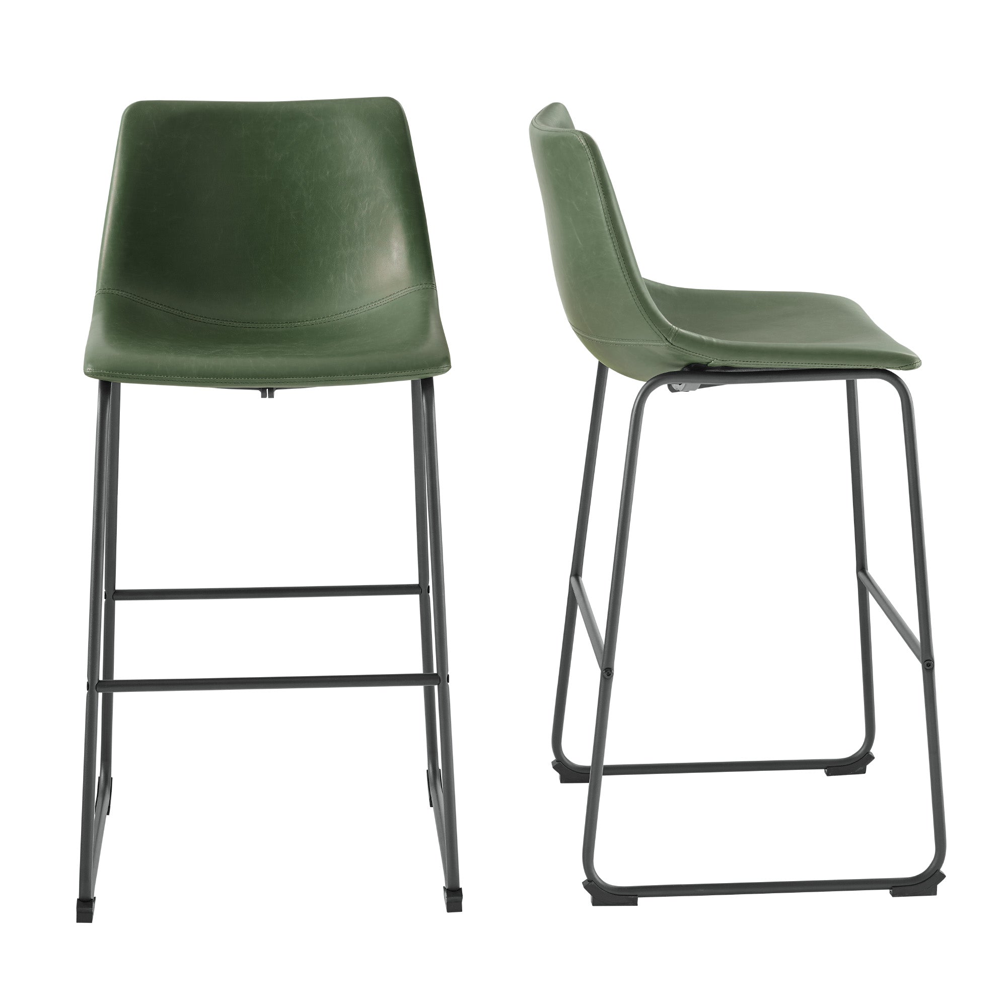30" Industrial Faux Leather Barstools Set of 2 - East Shore Modern Home Furnishings
