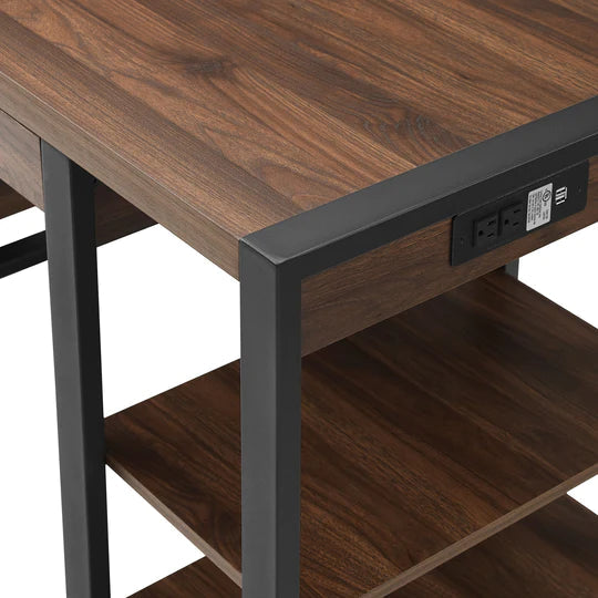 Urban Blend 60" Dual Shelf Wood Computer Desk with Power Strip - East Shore Modern Home Furnishings