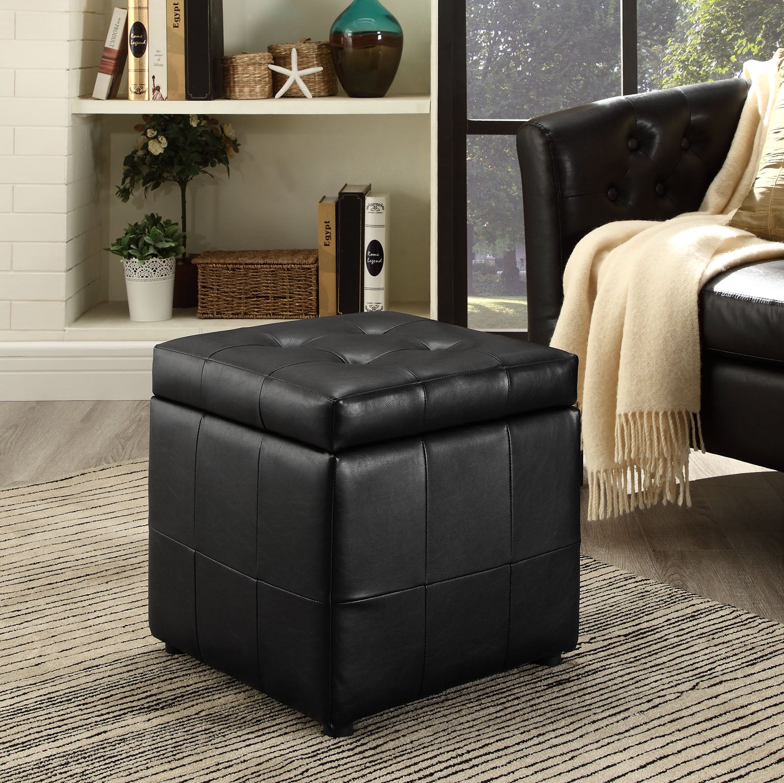 Volt Storage Upholstered Vinyl Ottoman - East Shore Modern Home Furnishings