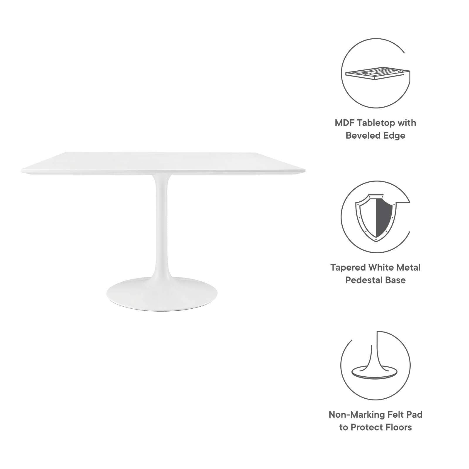 Lippa 47" Square Wood Top Dining Table - East Shore Modern Home Furnishings