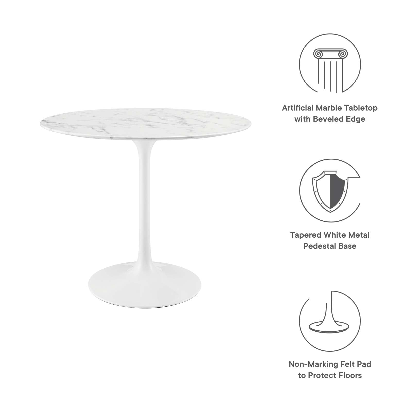 Lippa 36" Round Artificial Marble Dining Table - East Shore Modern Home Furnishings
