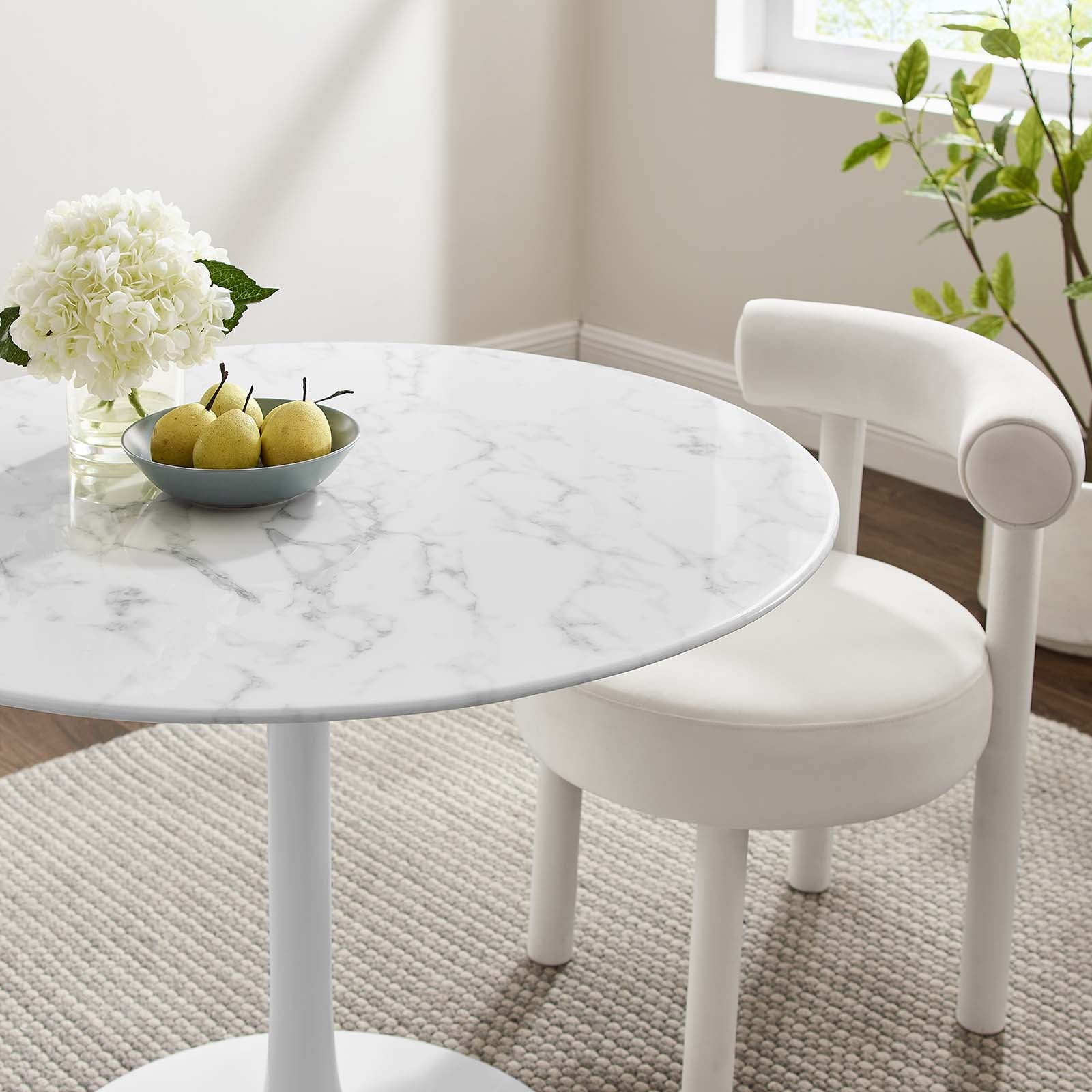 Lippa 40" Round Artificial Marble Dining Table - East Shore Modern Home Furnishings