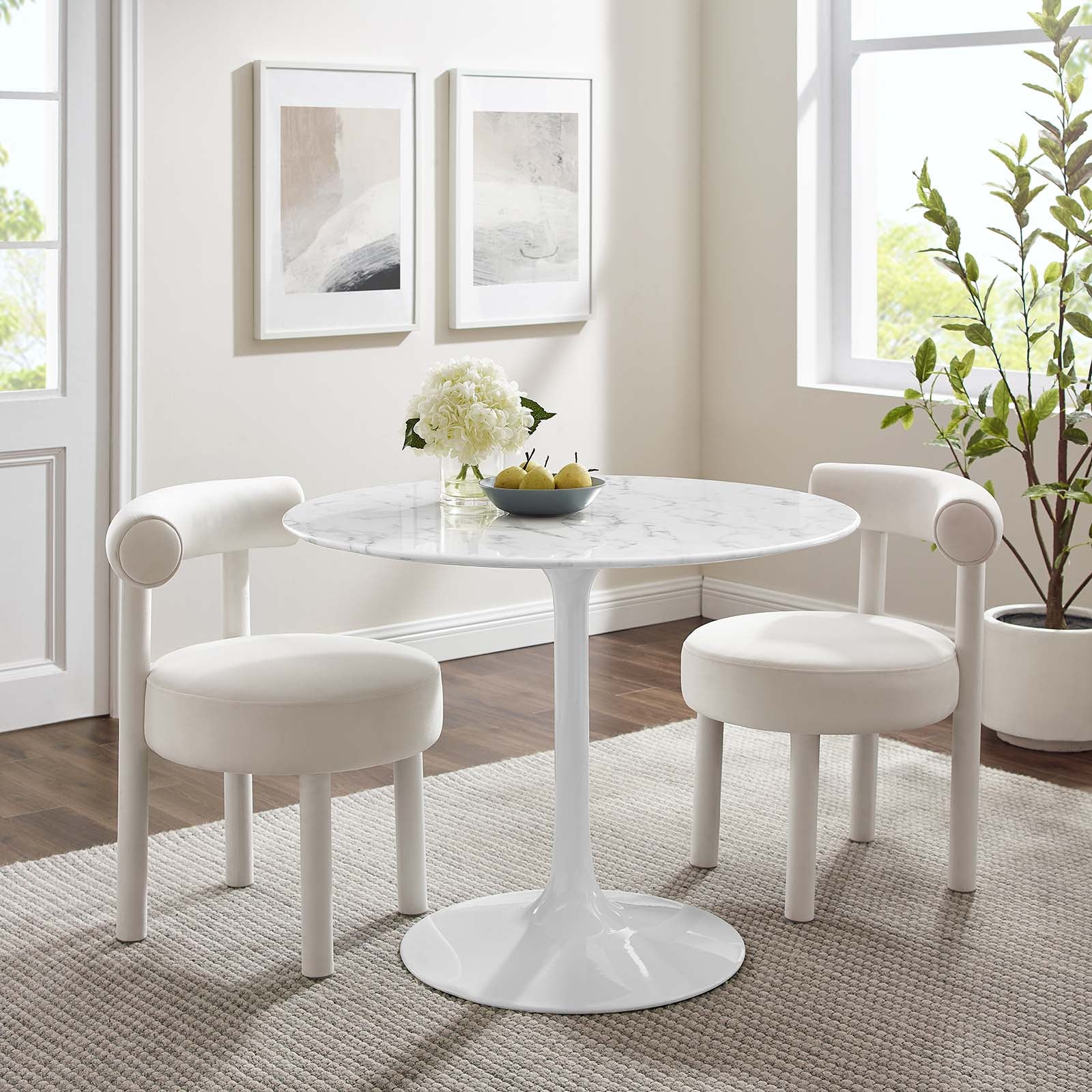 Lippa 40" Round Artificial Marble Dining Table - East Shore Modern Home Furnishings