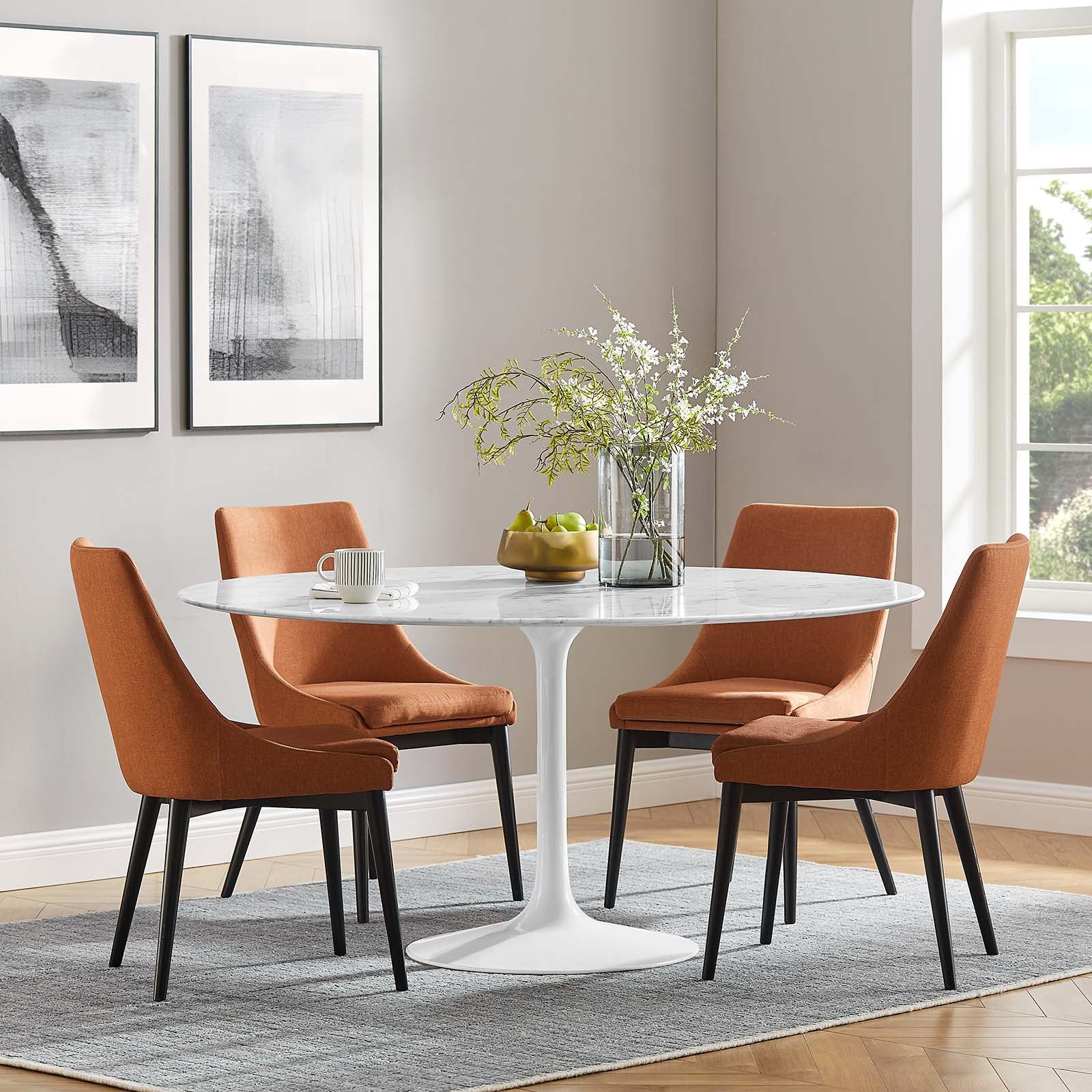 Lippa 60" Round Artificial Marble Dining Table - East Shore Modern Home Furnishings