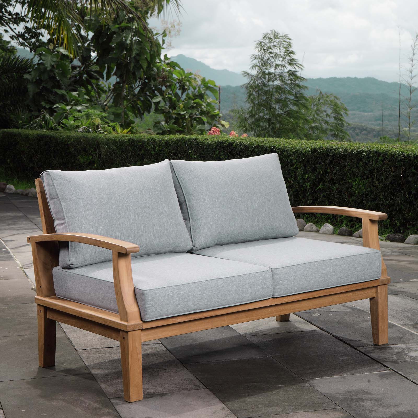 Marina Outdoor Patio Teak Loveseat - East Shore Modern Home Furnishings