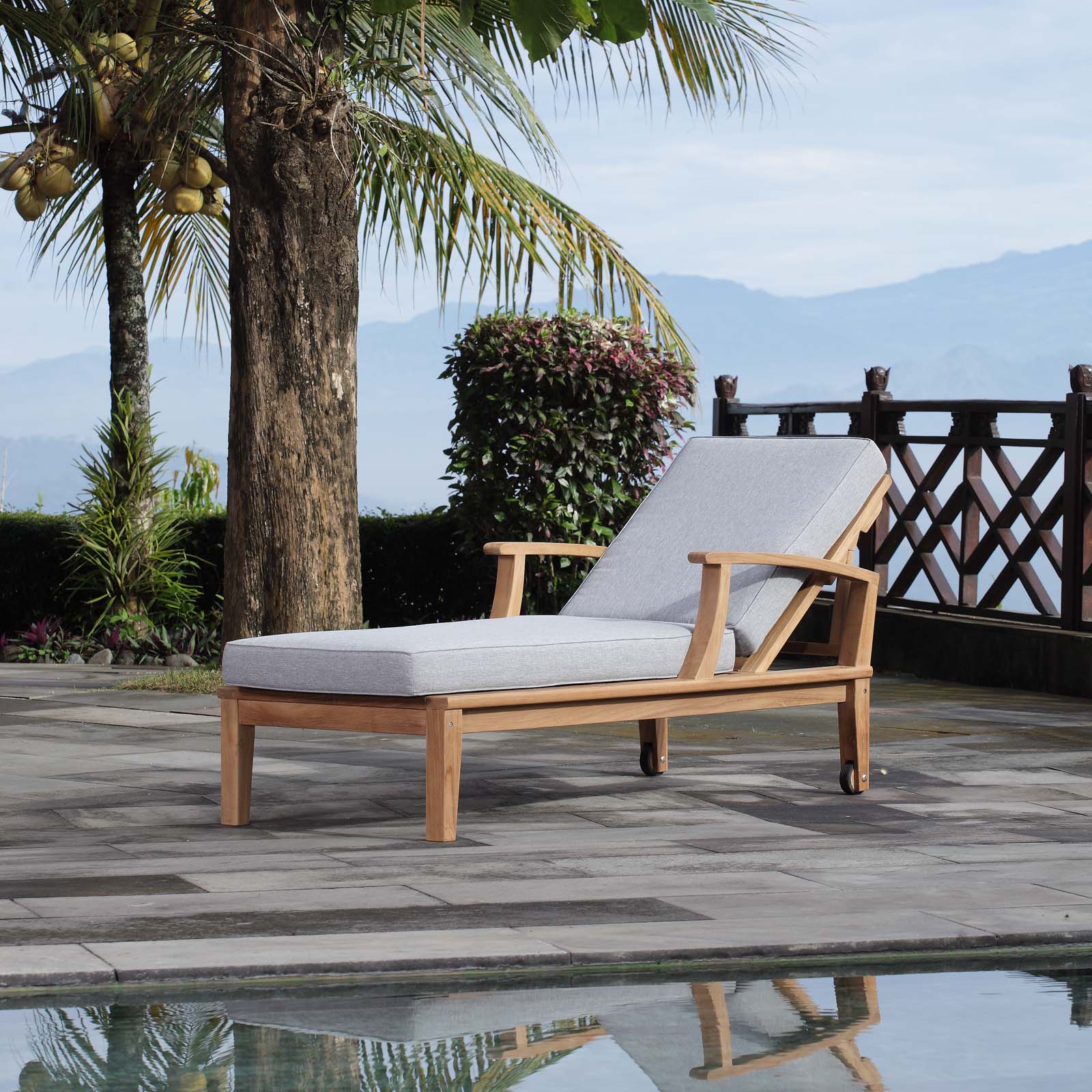 Marina Outdoor Patio Teak Single Chaise - East Shore Modern Home Furnishings