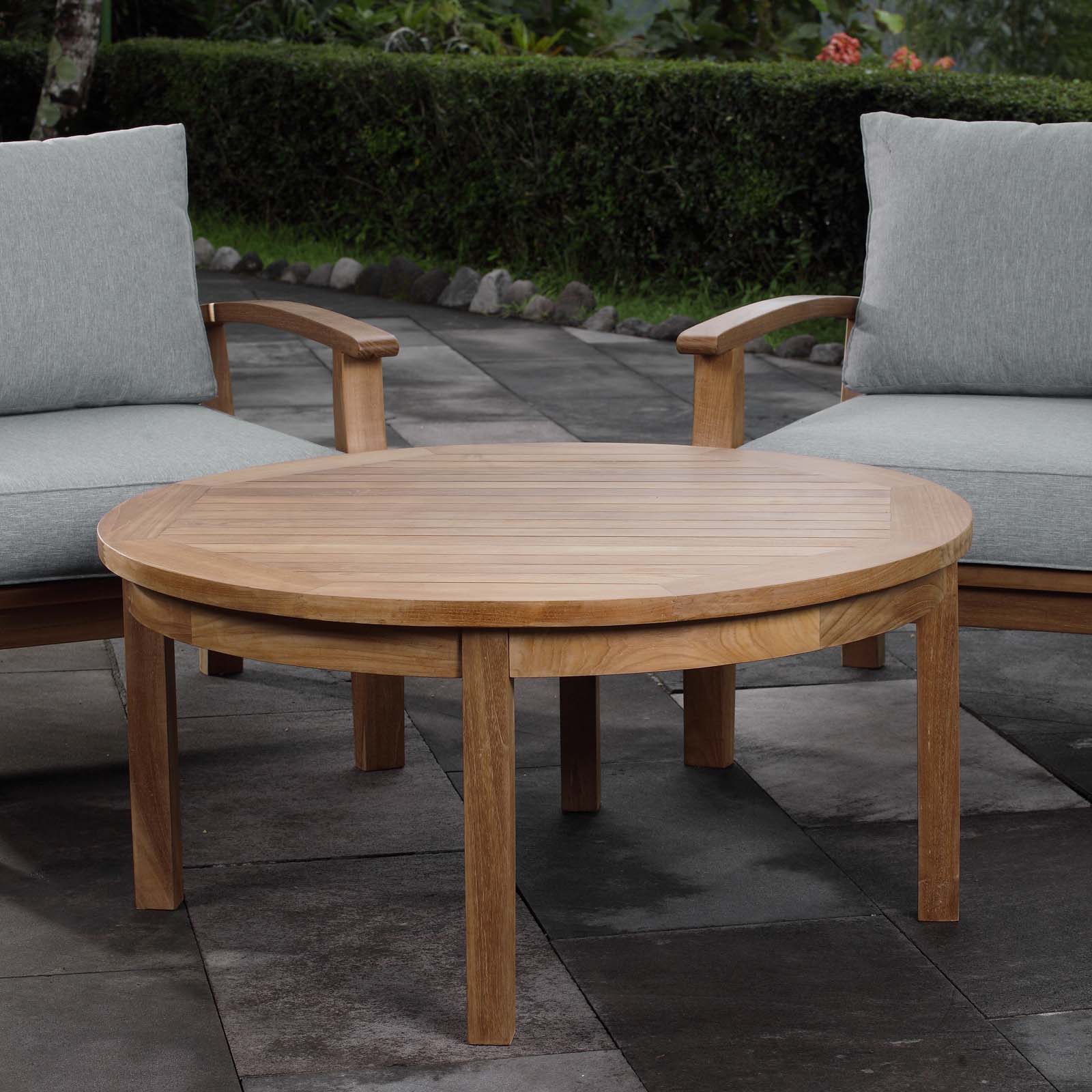 Marina Outdoor Patio Teak Round Coffee Table - East Shore Modern Home Furnishings