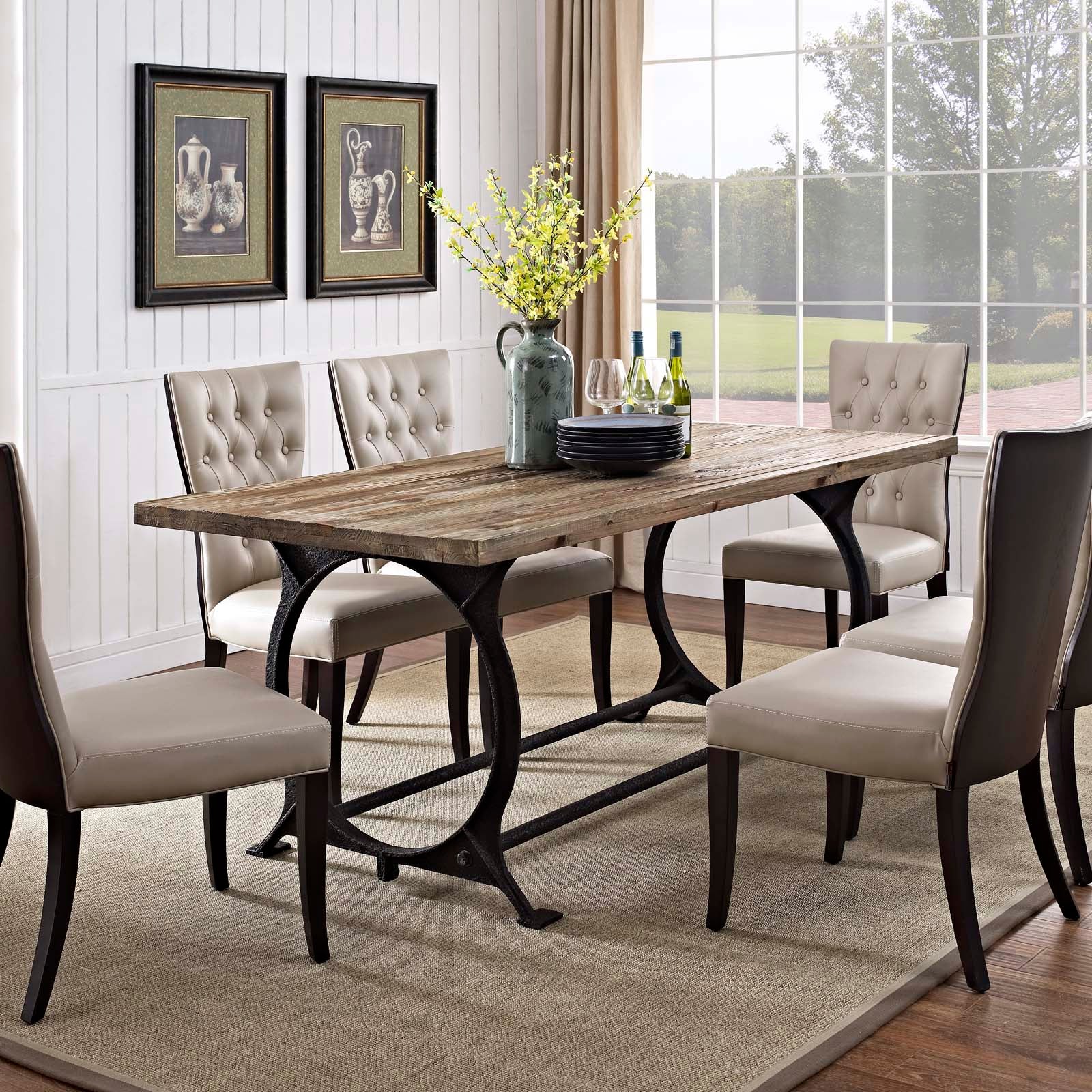 Effuse Rectangle Wood Top Dining Table - East Shore Modern Home Furnishings