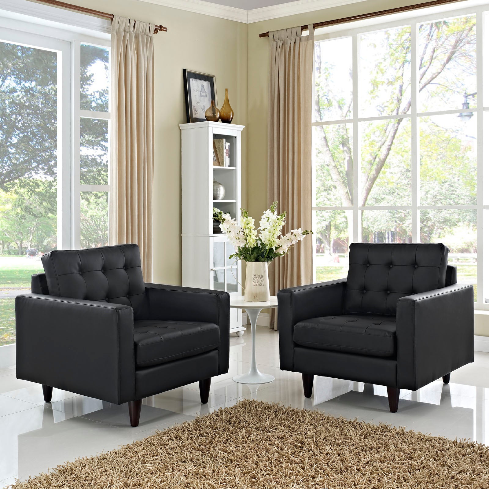 Empress Armchair Leather Set of 2 - East Shore Modern Home Furnishings