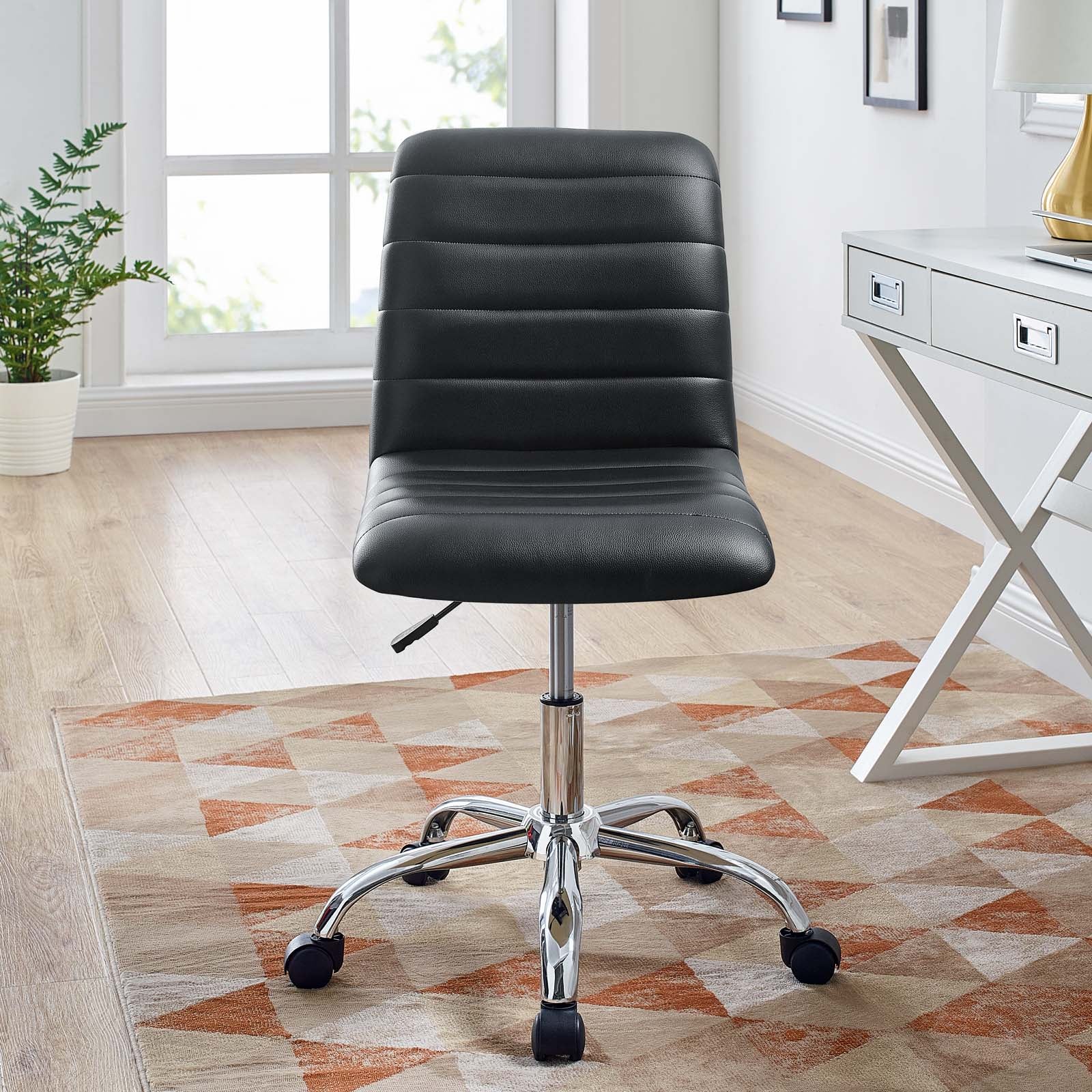 Ripple Armless Mid Back Vinyl Office Chair - East Shore Modern Home Furnishings