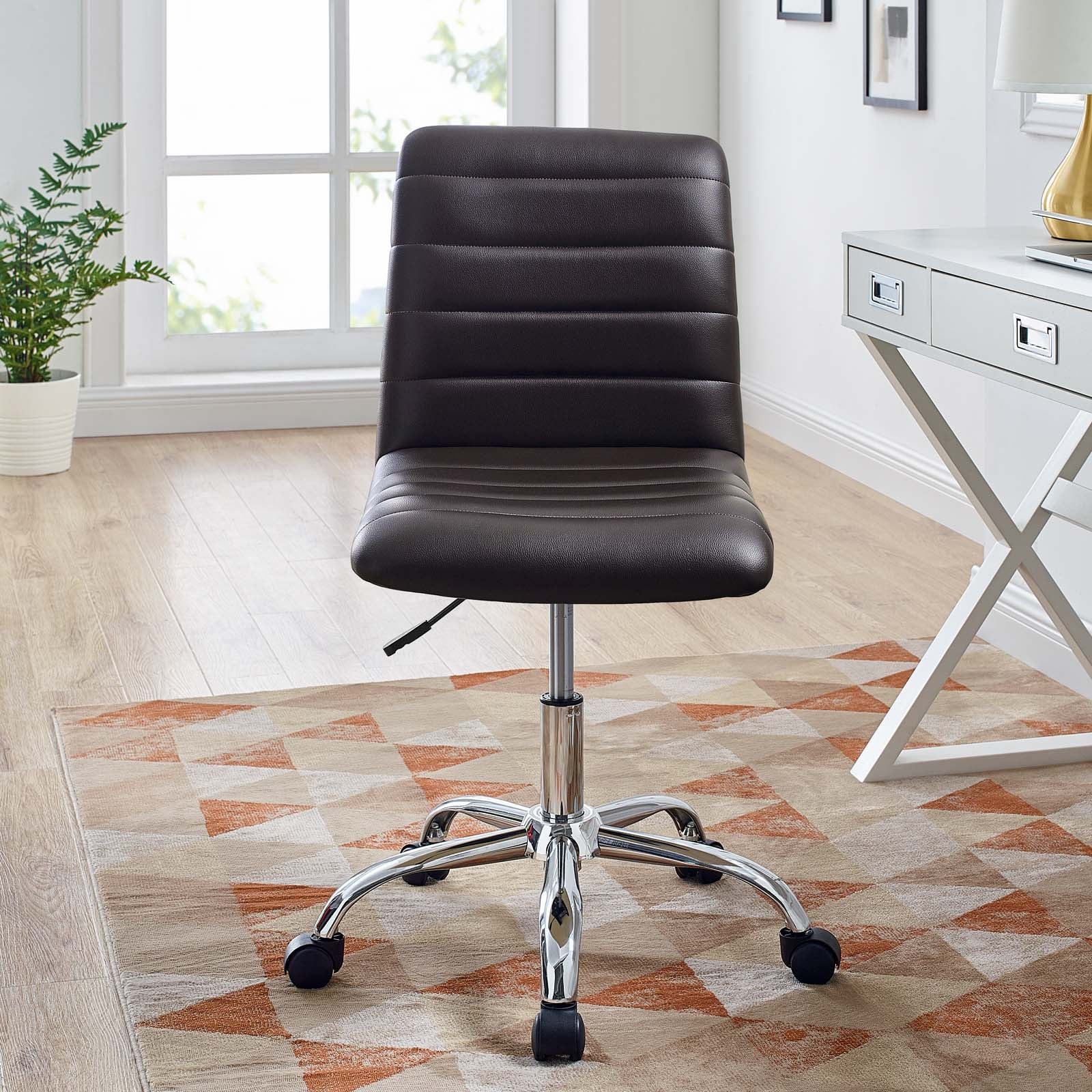 Ripple Armless Mid Back Vinyl Office Chair - East Shore Modern Home Furnishings