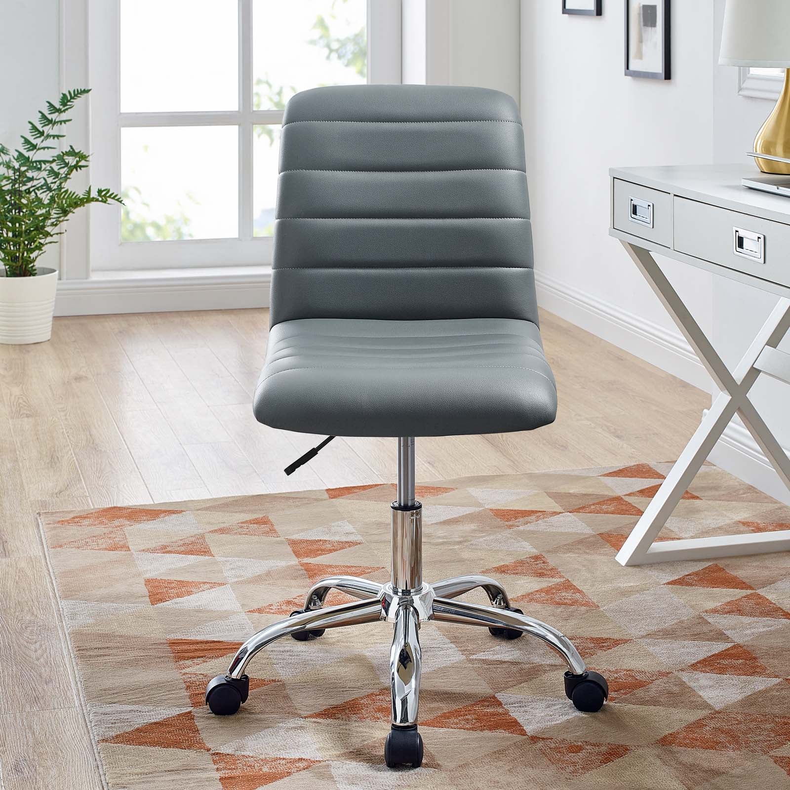 Ripple Armless Mid Back Vinyl Office Chair - East Shore Modern Home Furnishings