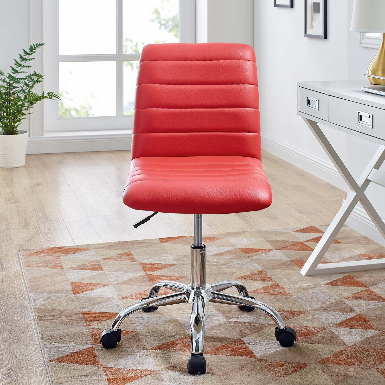 Ripple Armless Mid Back Vinyl Office Chair - East Shore Modern Home Furnishings