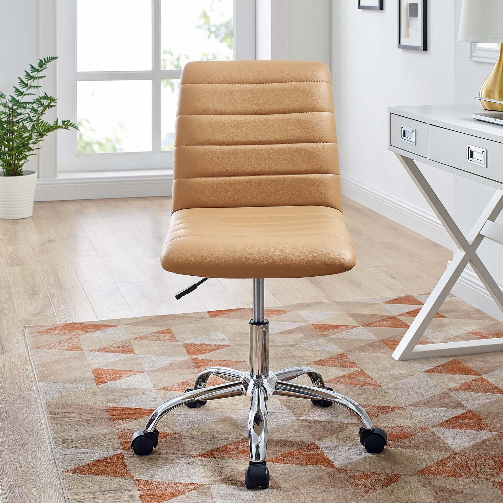 Ripple Armless Mid Back Vinyl Office Chair - East Shore Modern Home Furnishings