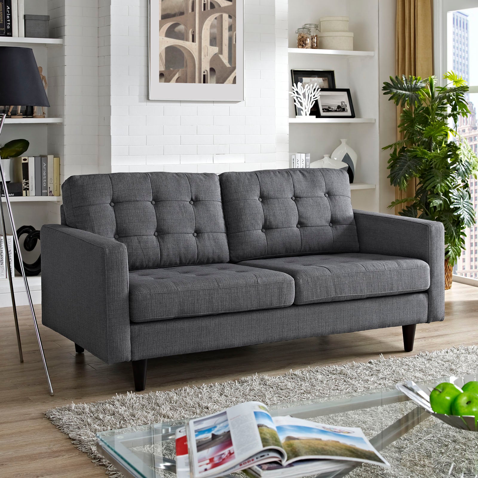 Empress Upholstered Fabric Loveseat - East Shore Modern Home Furnishings