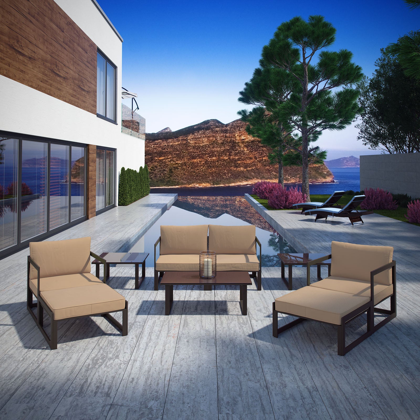 Fortuna 9 Piece Outdoor Patio Sectional Sofa Set - East Shore Modern Home Furnishings