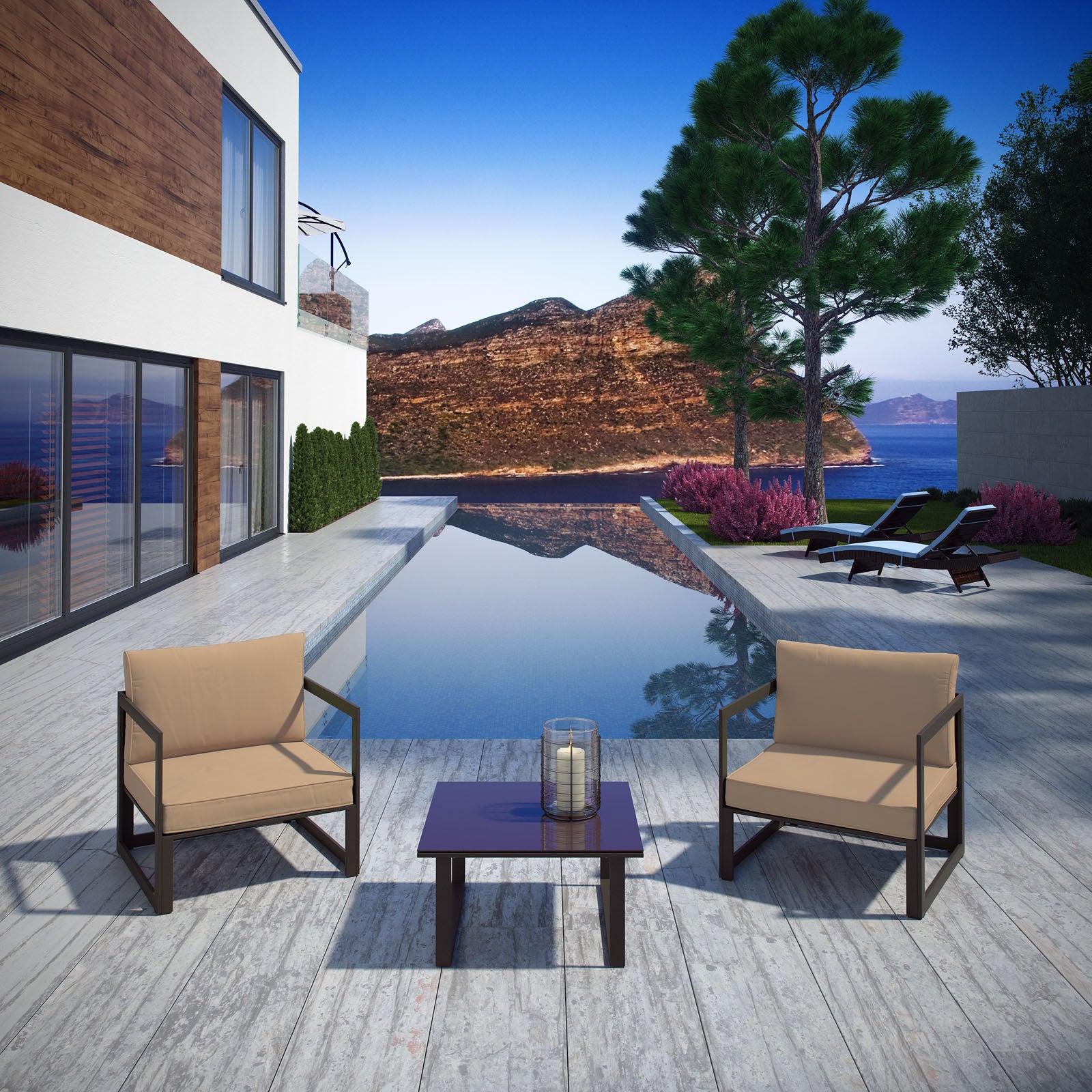 Fortuna 3 Piece Outdoor Patio Sectional Sofa Set - East Shore Modern Home Furnishings
