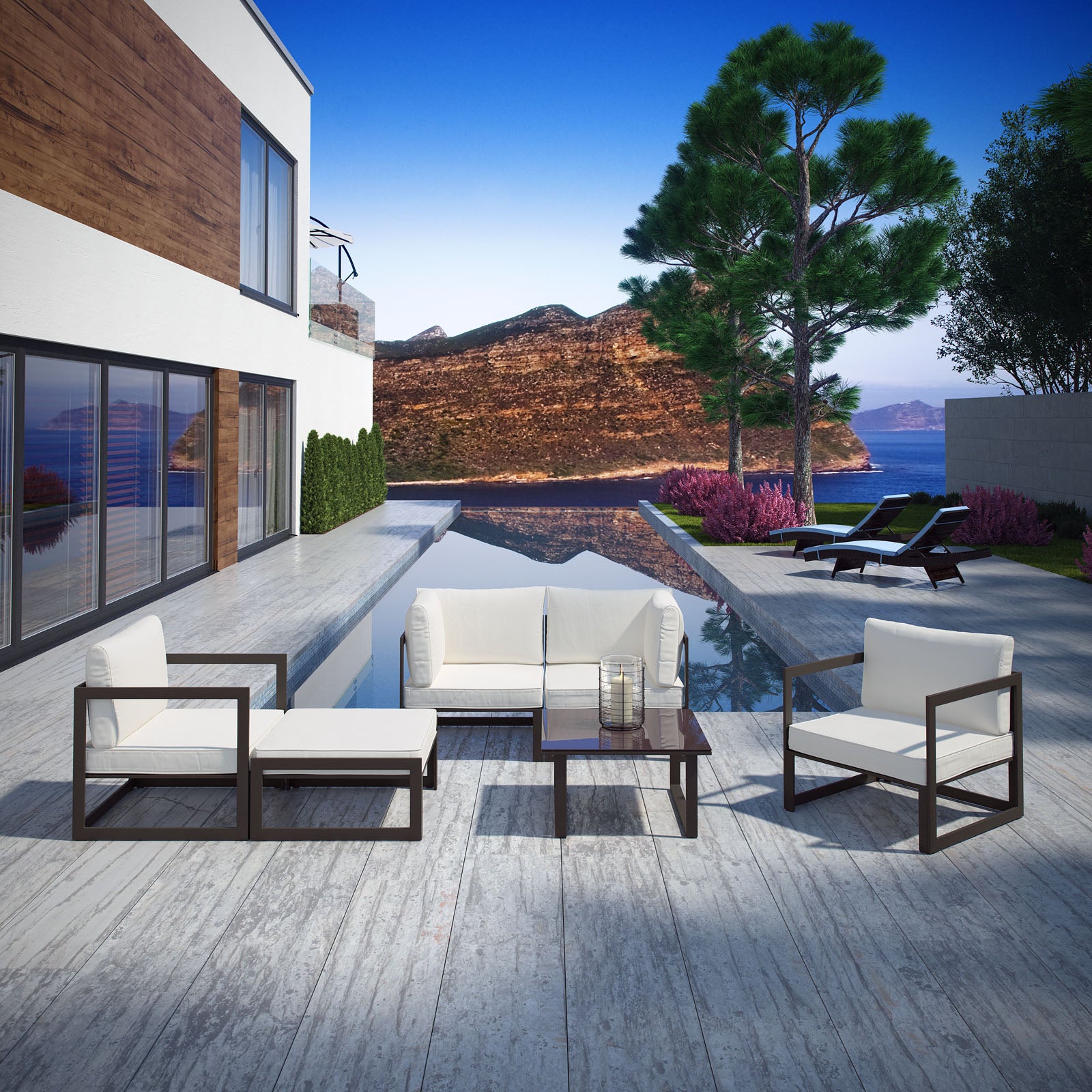 Fortuna 6 Piece Outdoor Patio Sectional Sofa Set - East Shore Modern Home Furnishings