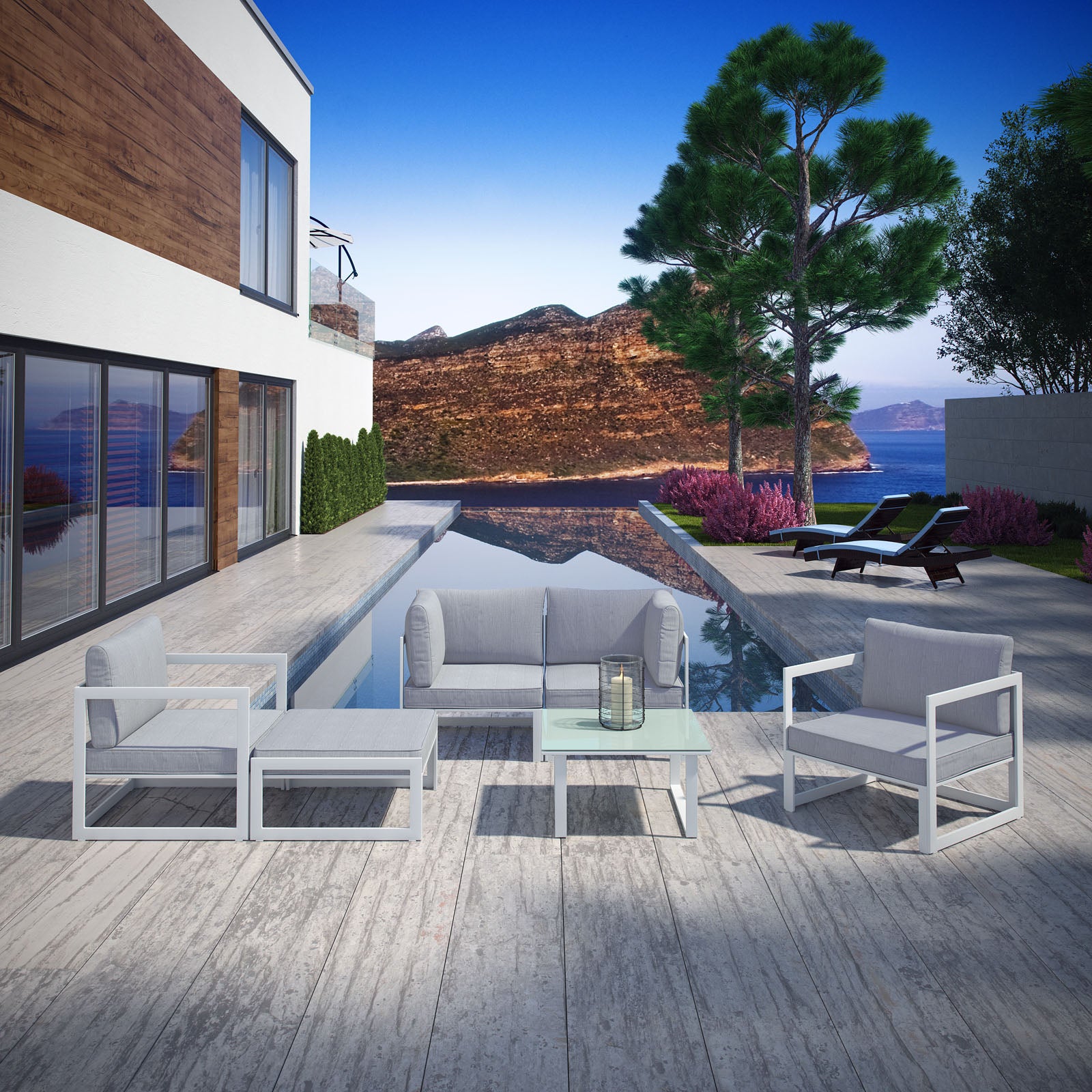 Fortuna 6 Piece Outdoor Patio Sectional Sofa Set - East Shore Modern Home Furnishings