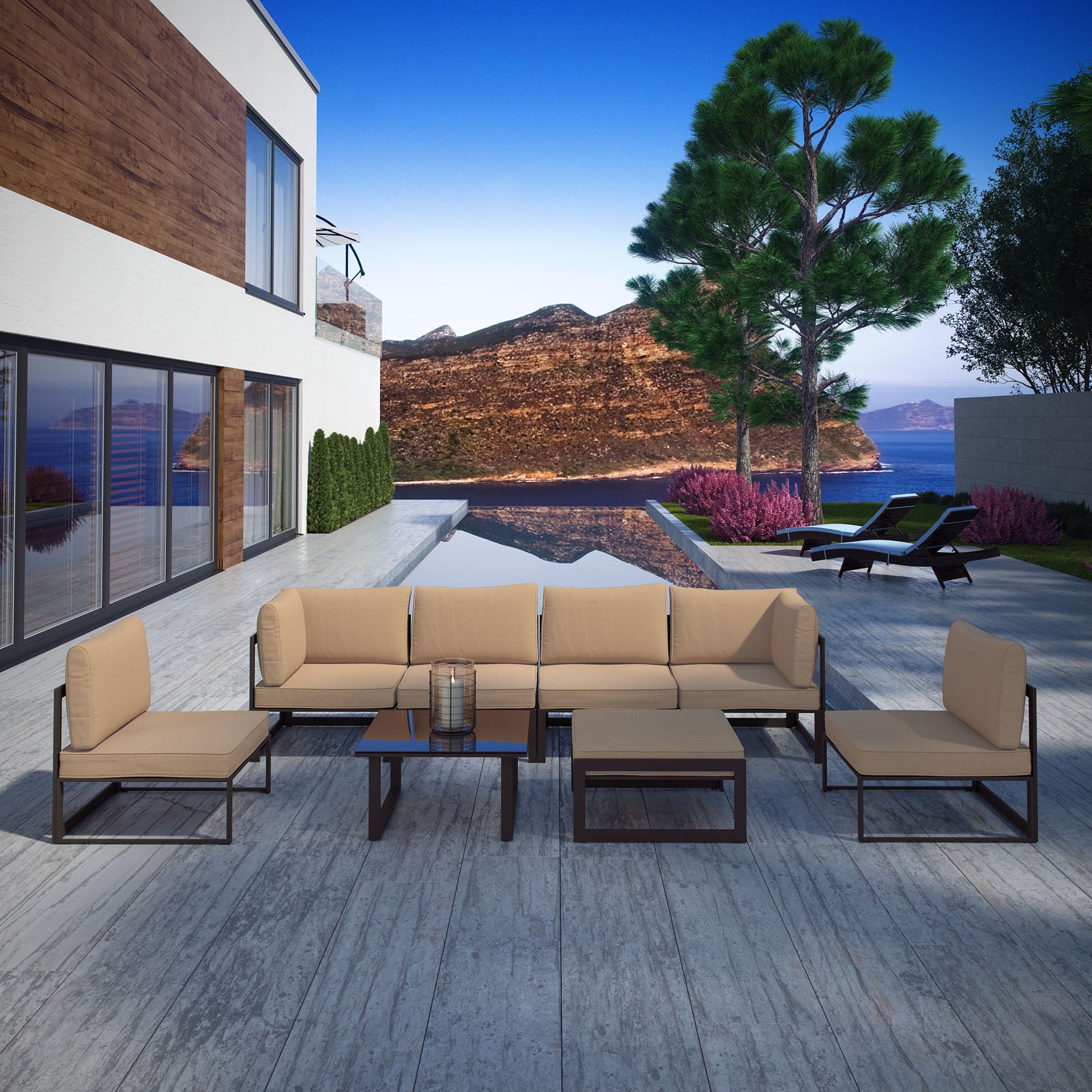 Fortuna 8 Piece Outdoor Patio Sectional Sofa Set - East Shore Modern Home Furnishings