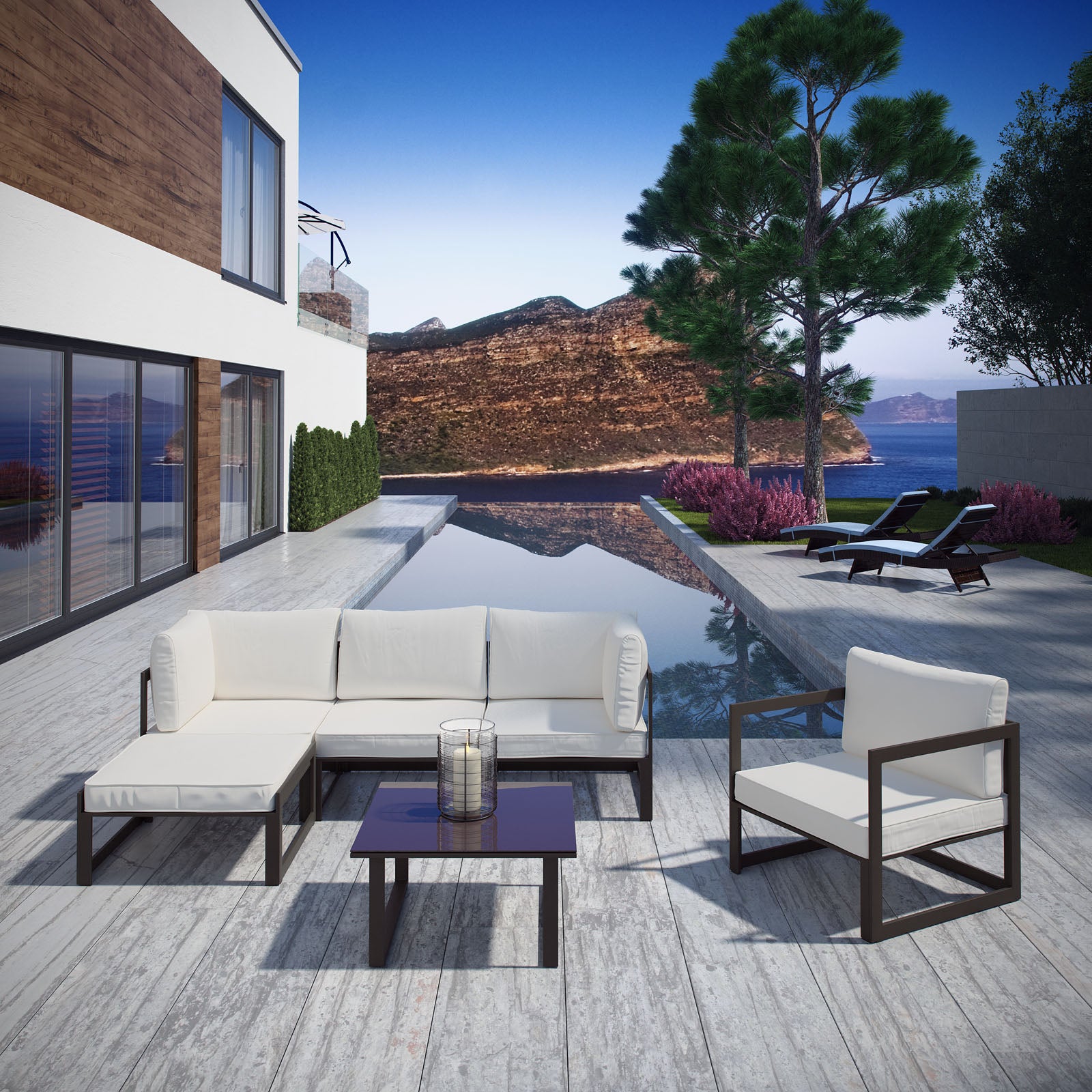 Fortuna 6 Piece Outdoor Patio Sectional Sofa Set - East Shore Modern Home Furnishings
