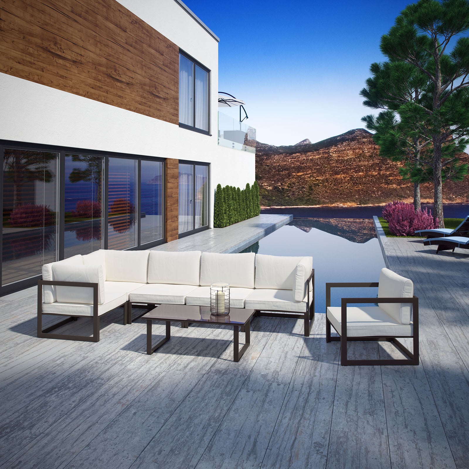 Fortuna 7 Piece Outdoor Patio Sectional Sofa Set