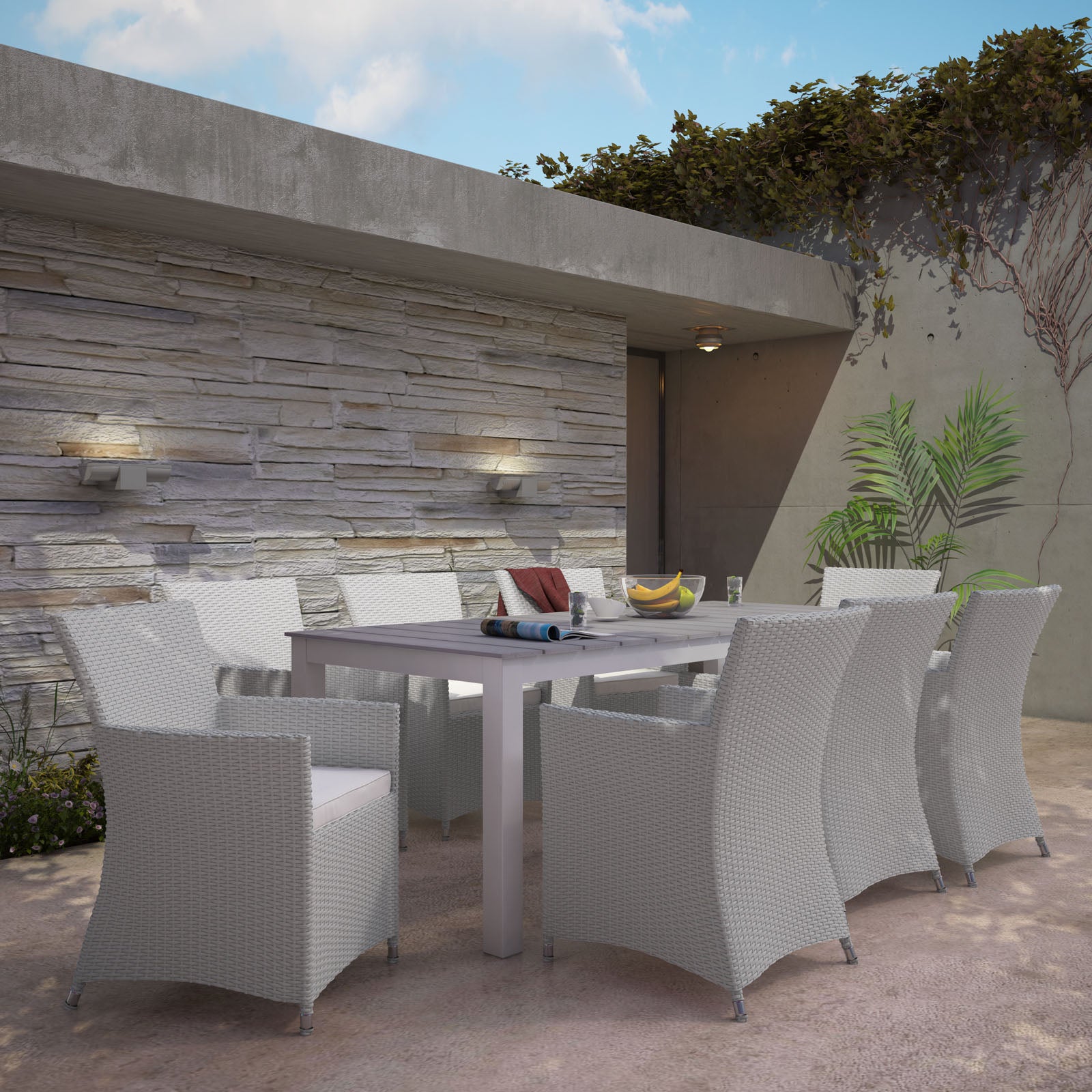 Junction 9 Piece Outdoor Patio Dining Set - East Shore Modern Home Furnishings