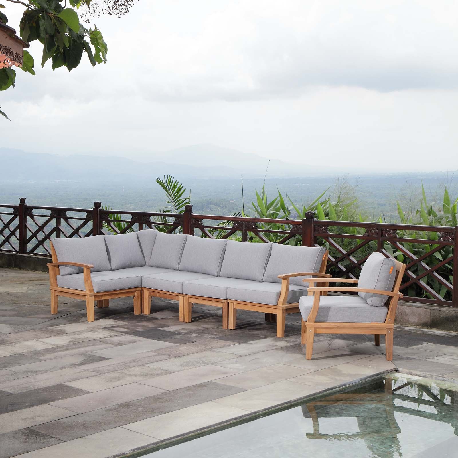 Marina 6 Piece Outdoor Patio Teak Set - East Shore Modern Home Furnishings