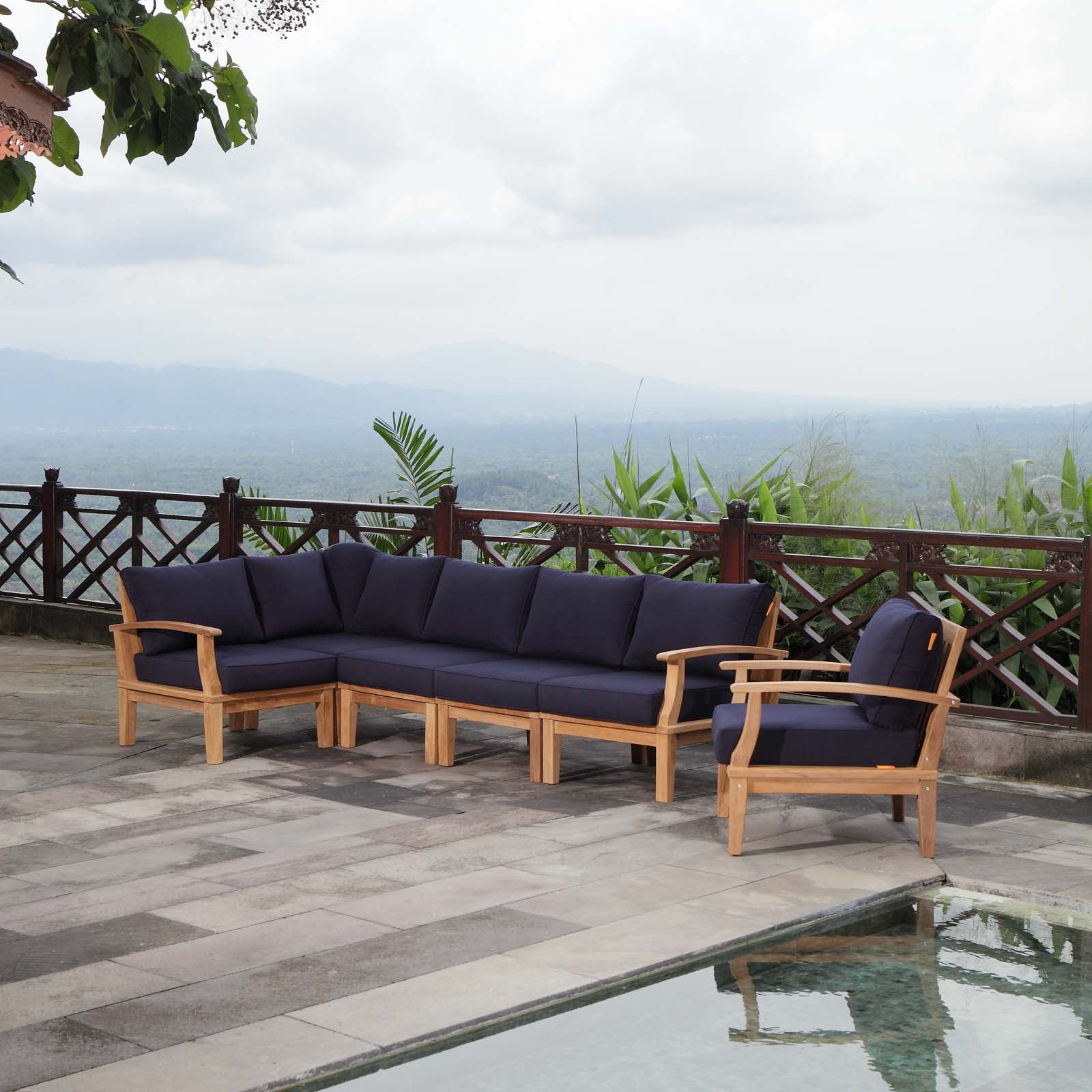 Marina 6 Piece Outdoor Patio Teak Set - East Shore Modern Home Furnishings