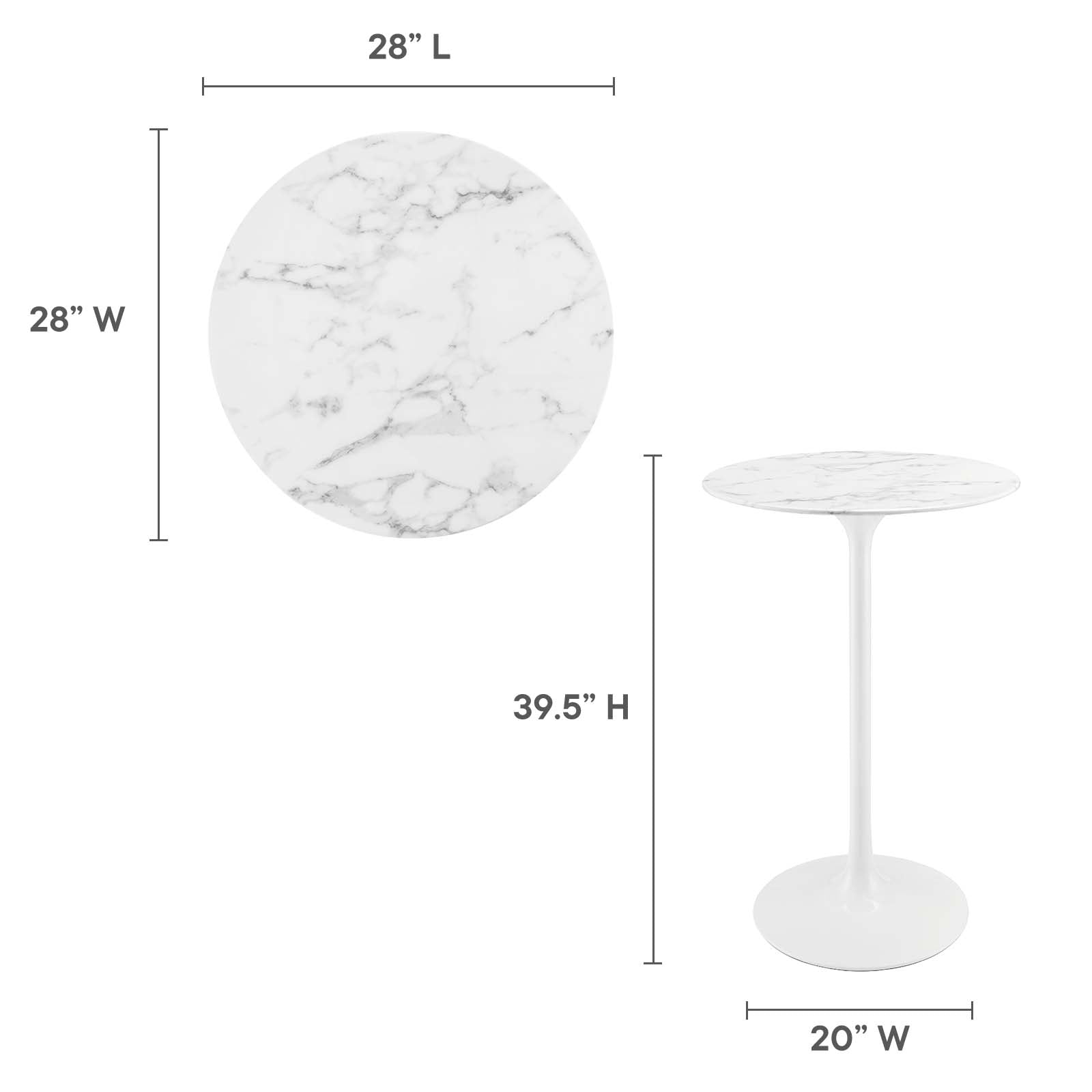 Lippa 28" Round Artificial Marble Bar Table - East Shore Modern Home Furnishings