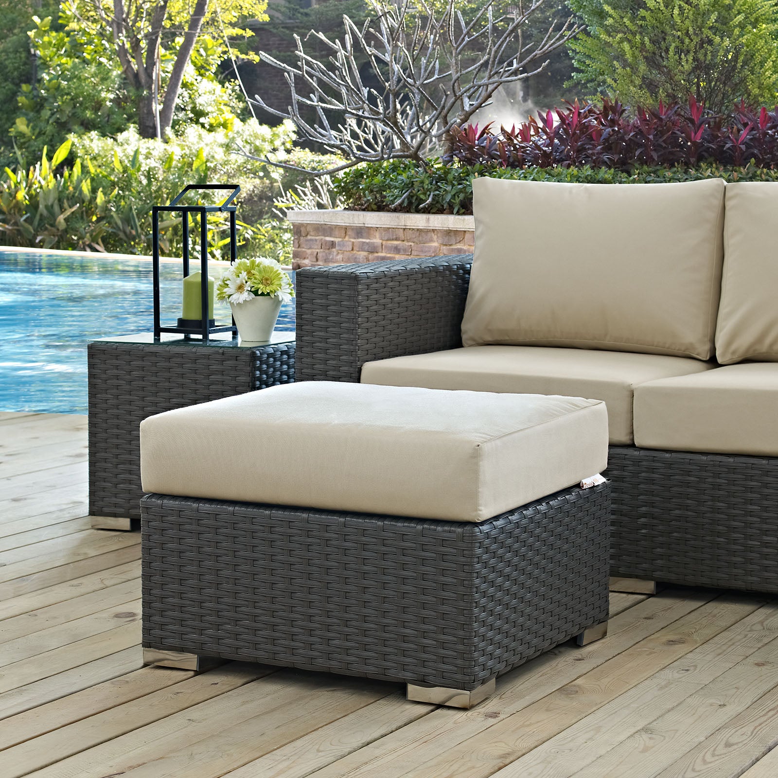 Sojourn Outdoor Patio Sunbrella® Ottoman - East Shore Modern Home Furnishings