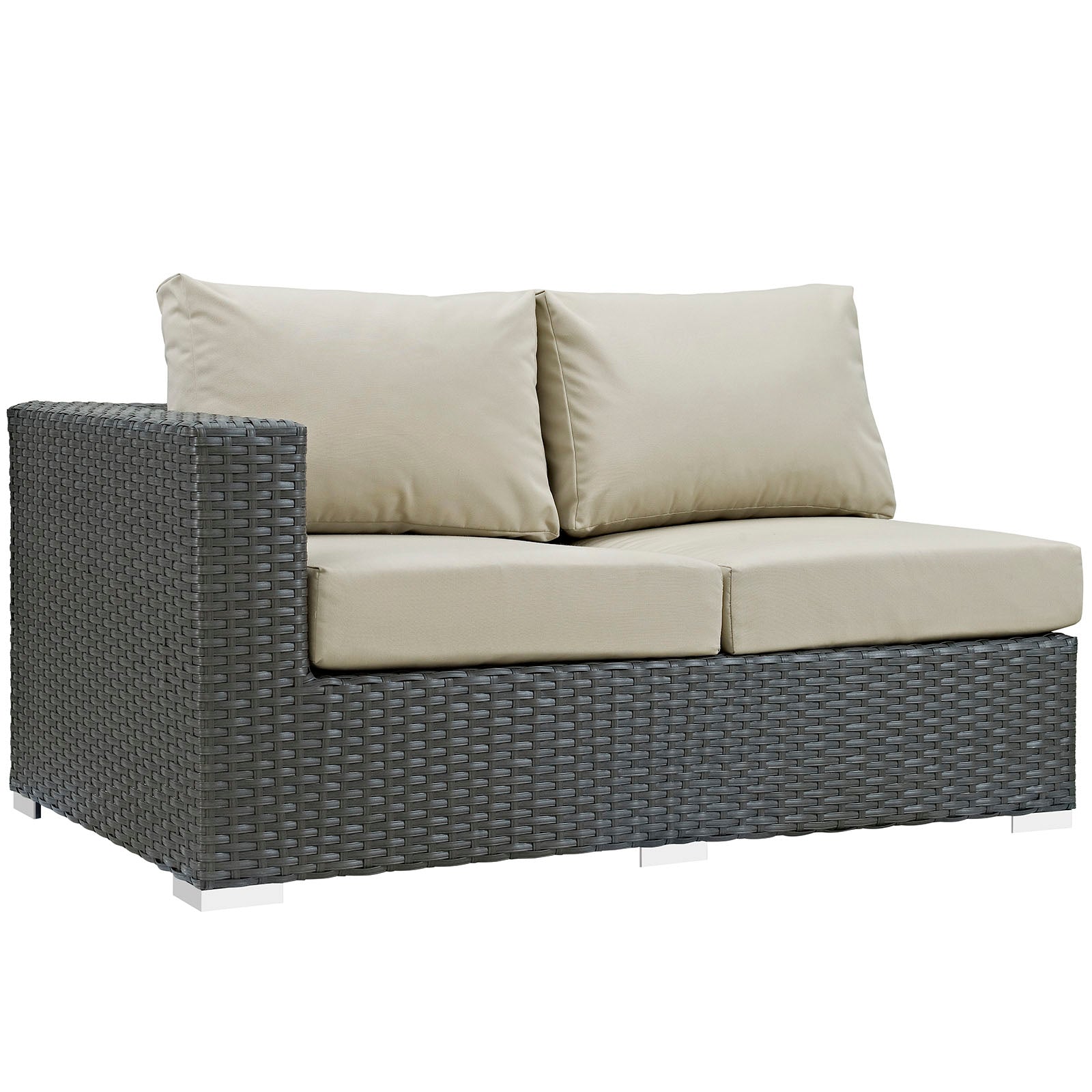 Sojourn Outdoor Patio Sunbrella® Left Arm Loveseat - East Shore Modern Home Furnishings