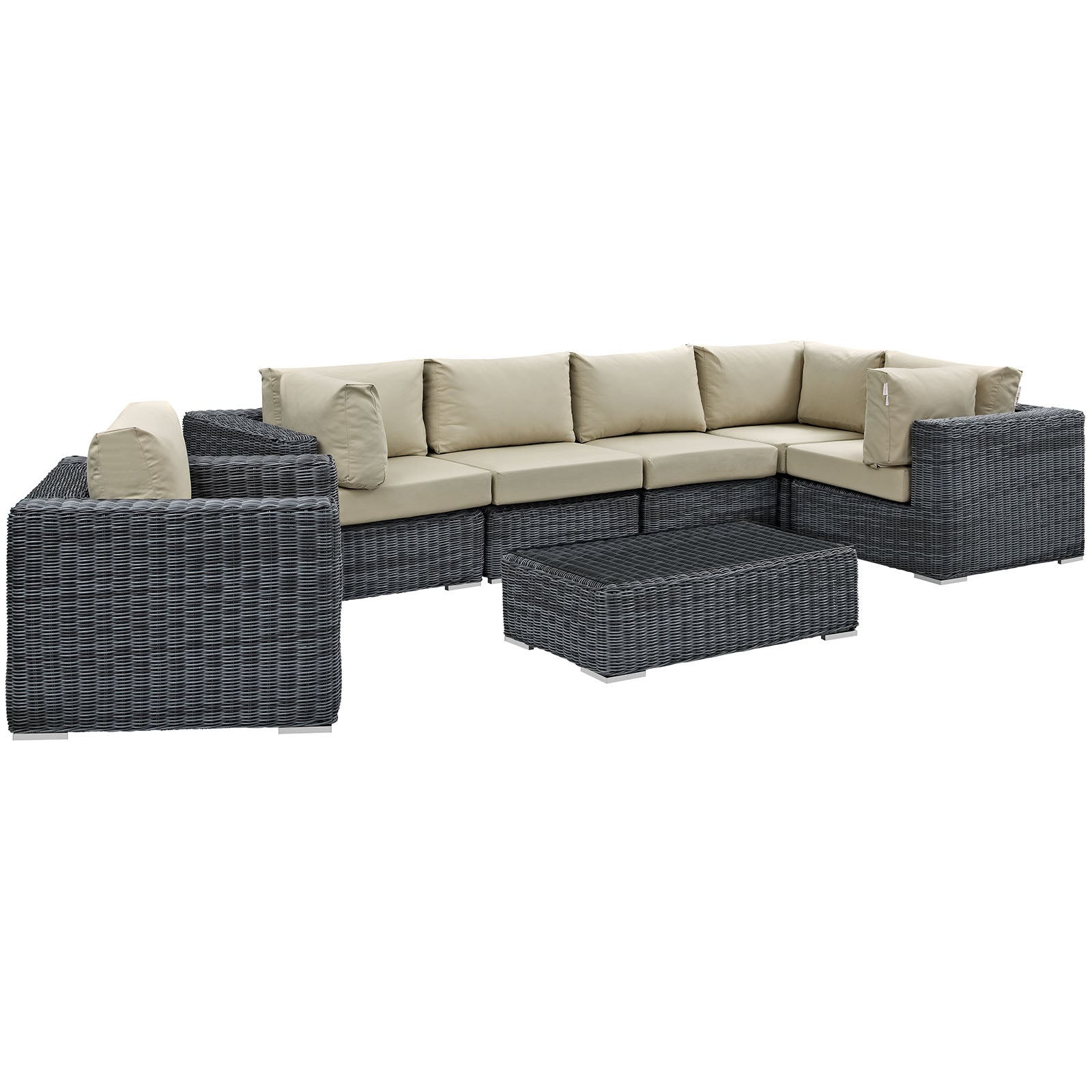 Summon 7 Piece Outdoor Patio Sunbrella® Sectional Set - East Shore Modern Home Furnishings