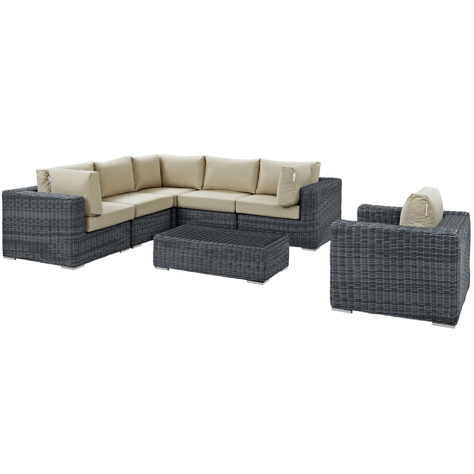 Summon 7 Piece Outdoor Patio Sunbrella® Sectional Set - East Shore Modern Home Furnishings