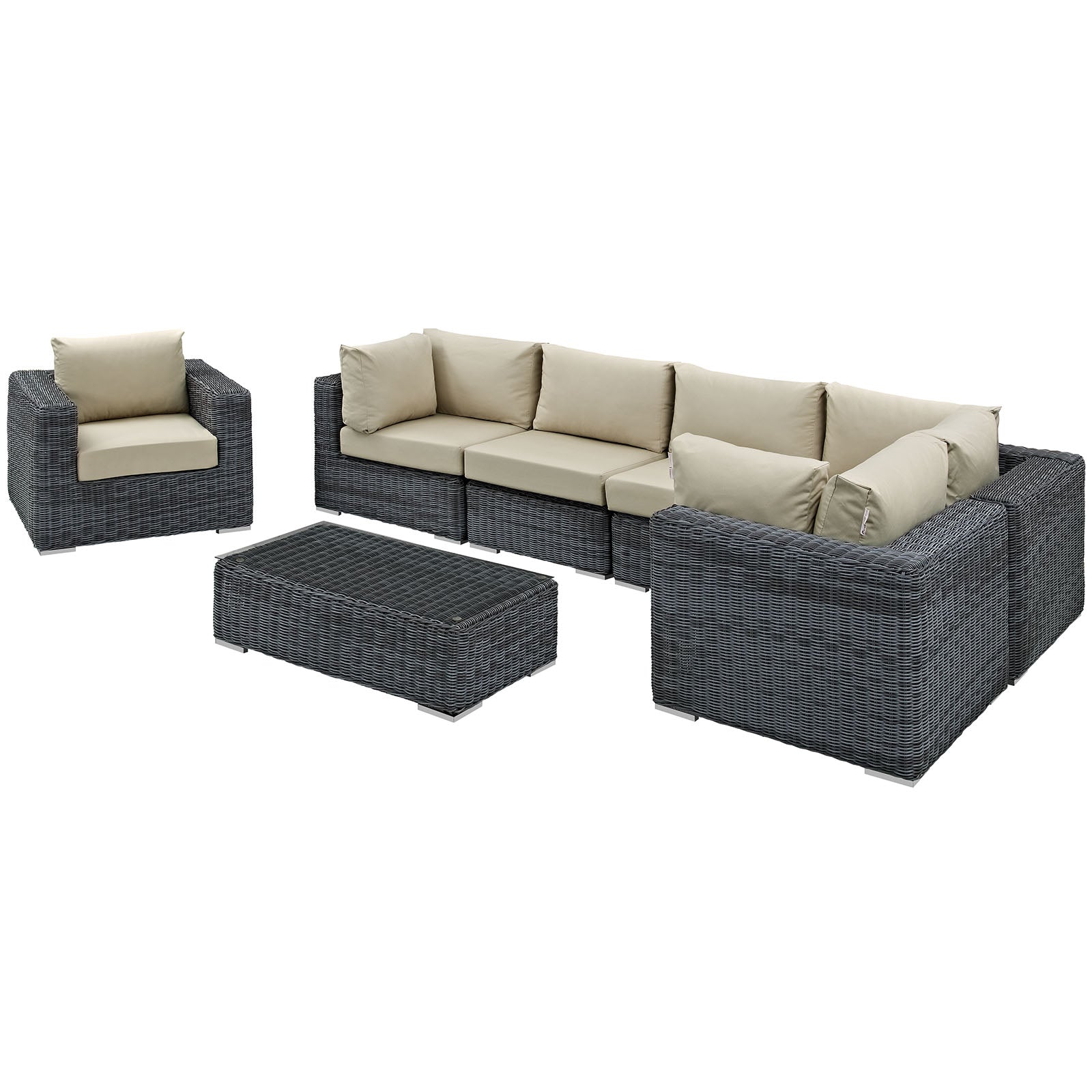 Summon 7 Piece Outdoor Patio Sunbrella® Sectional Set - East Shore Modern Home Furnishings