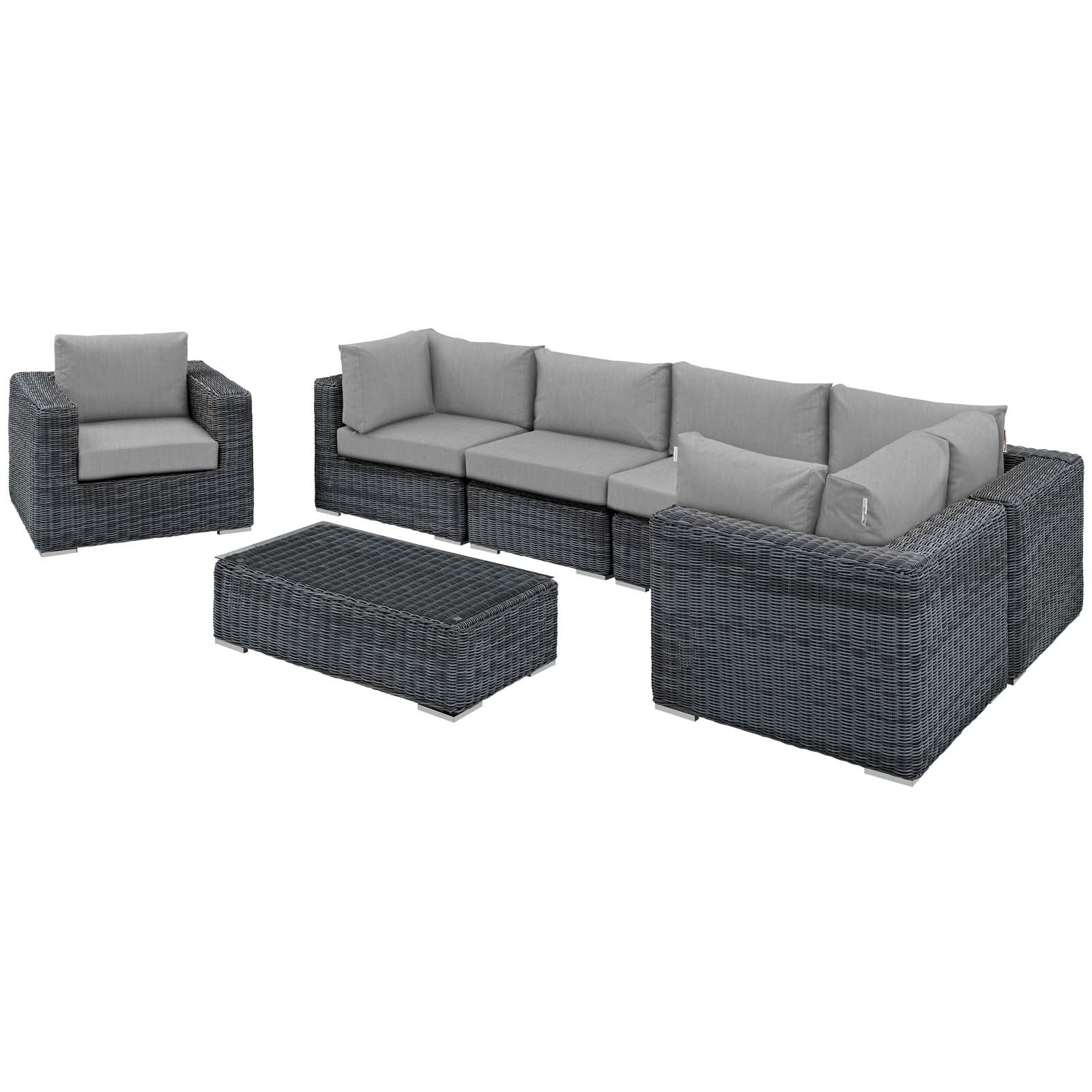 Summon 7 Piece Outdoor Patio Sunbrella® Sectional Set - East Shore Modern Home Furnishings