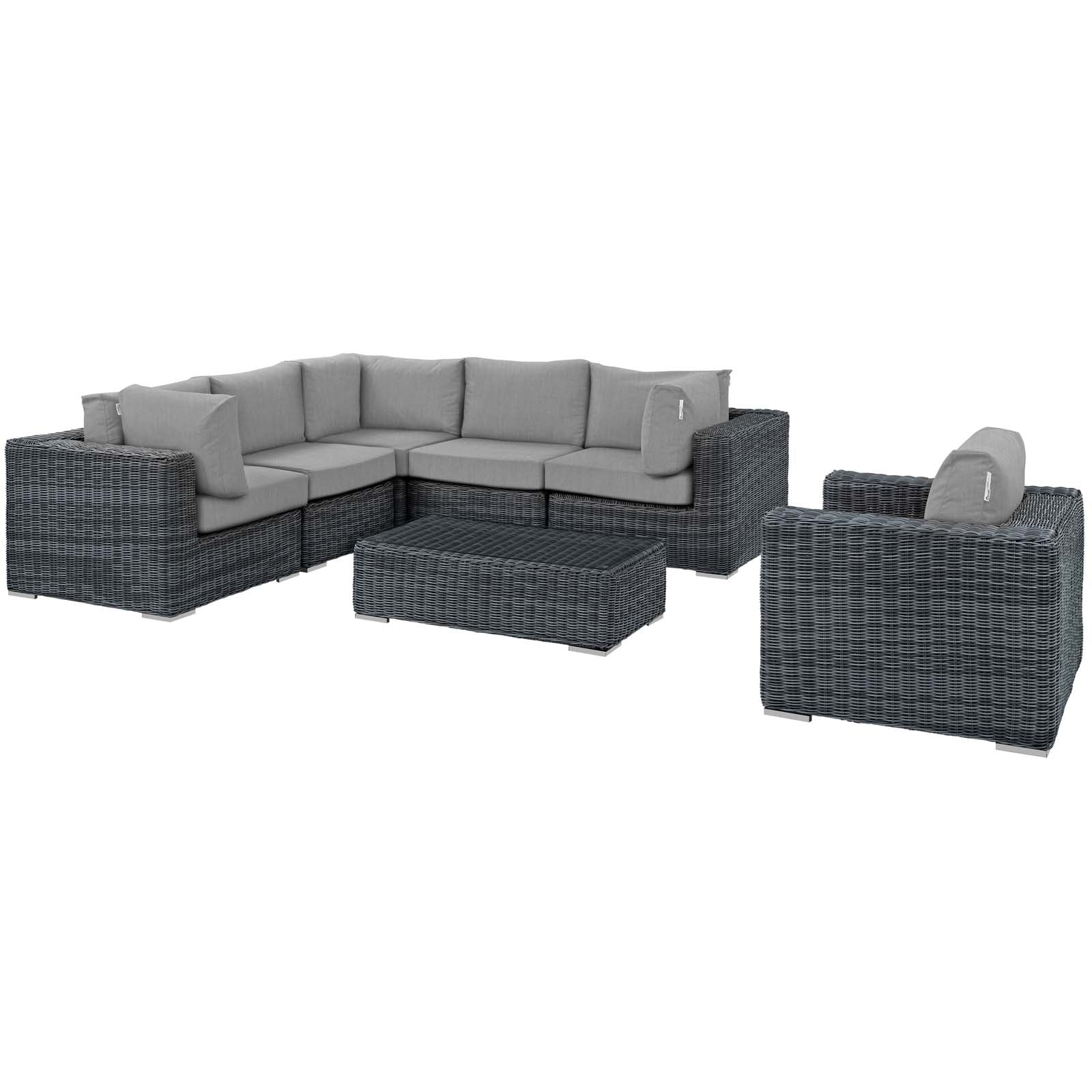 Summon 7 Piece Outdoor Patio Sunbrella® Sectional Set - East Shore Modern Home Furnishings