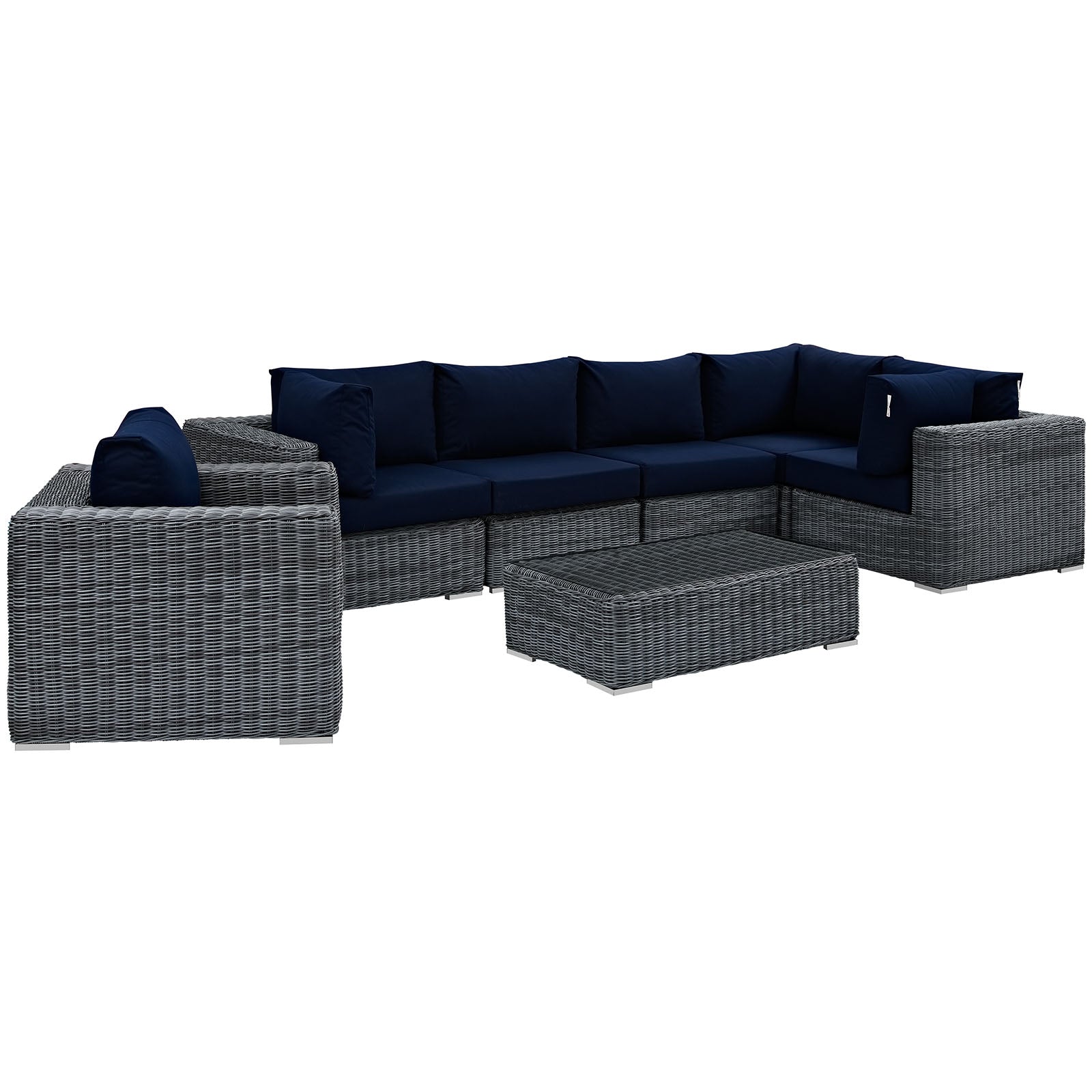 Summon 7 Piece Outdoor Patio Sunbrella® Sectional Set - East Shore Modern Home Furnishings