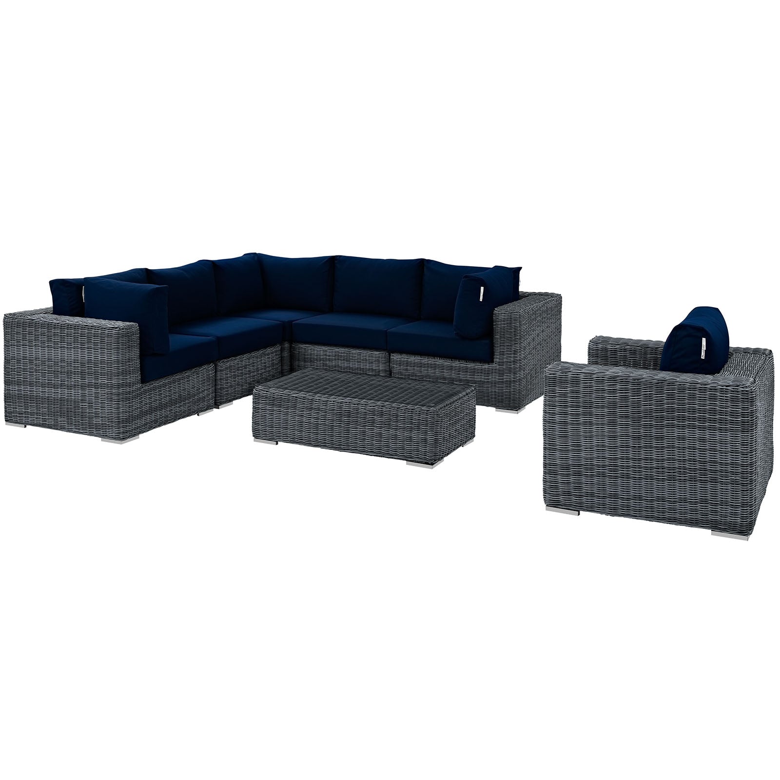 Summon 7 Piece Outdoor Patio Sunbrella® Sectional Set - East Shore Modern Home Furnishings