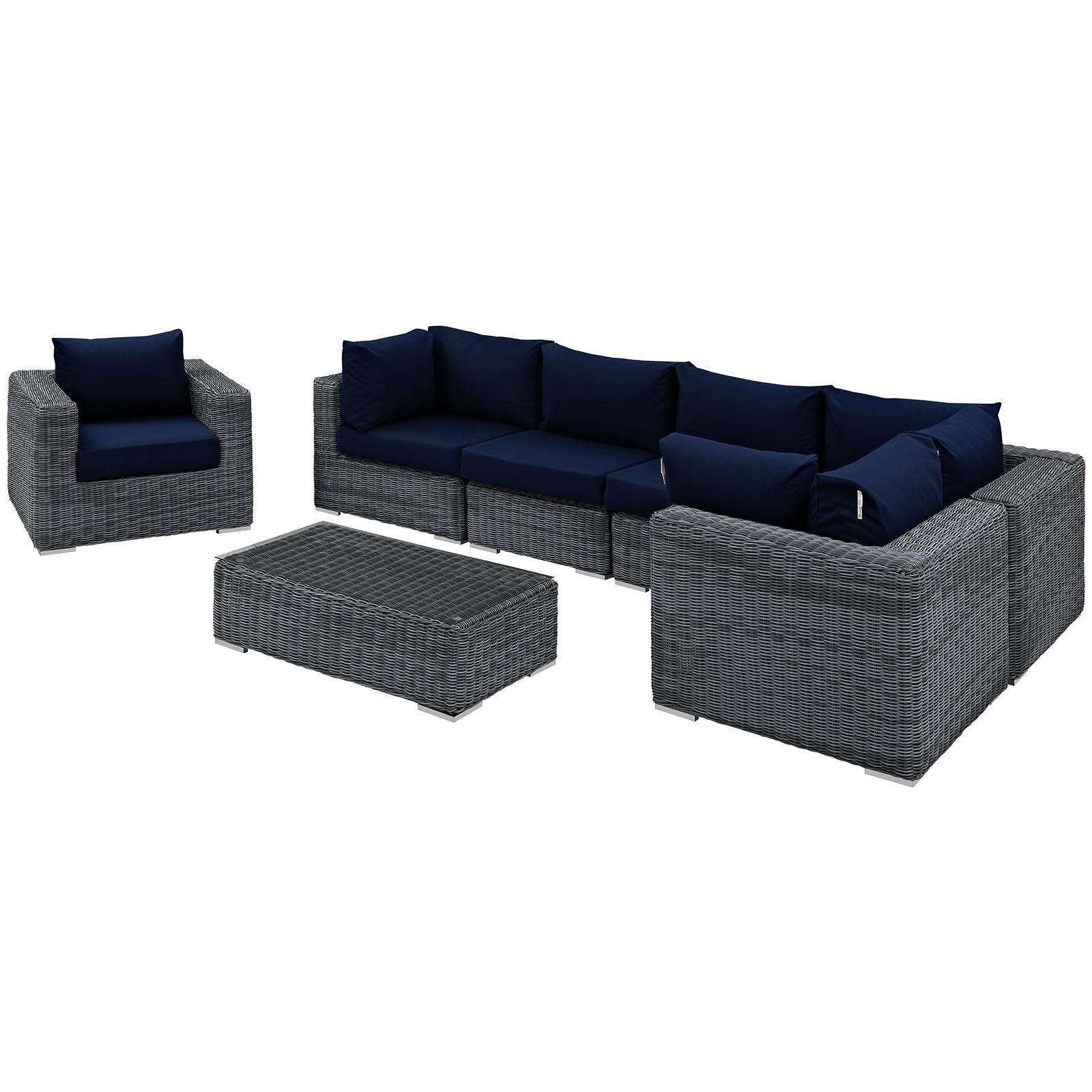 Summon 7 Piece Outdoor Patio Sunbrella® Sectional Set - East Shore Modern Home Furnishings