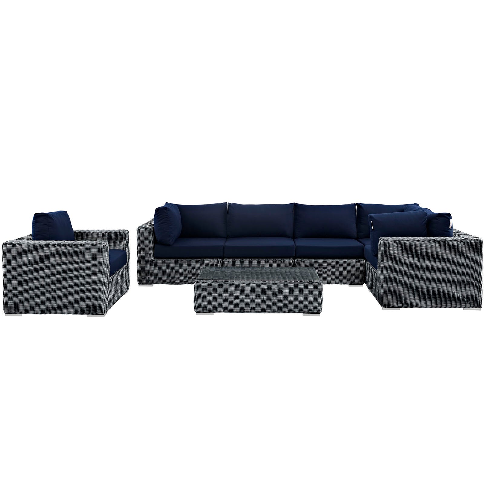 Summon 7 Piece Outdoor Patio Sunbrella® Sectional Set - East Shore Modern Home Furnishings