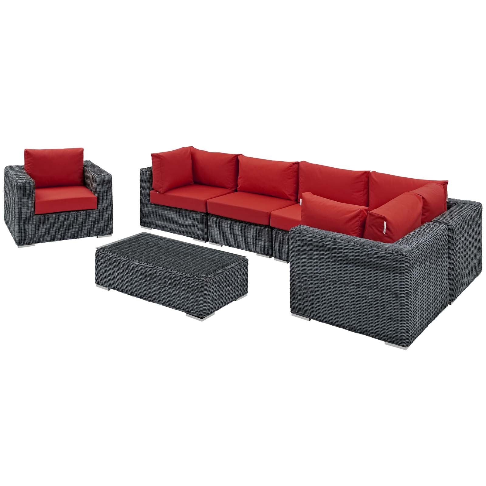 Summon 7 Piece Outdoor Patio Sunbrella® Sectional Set - East Shore Modern Home Furnishings