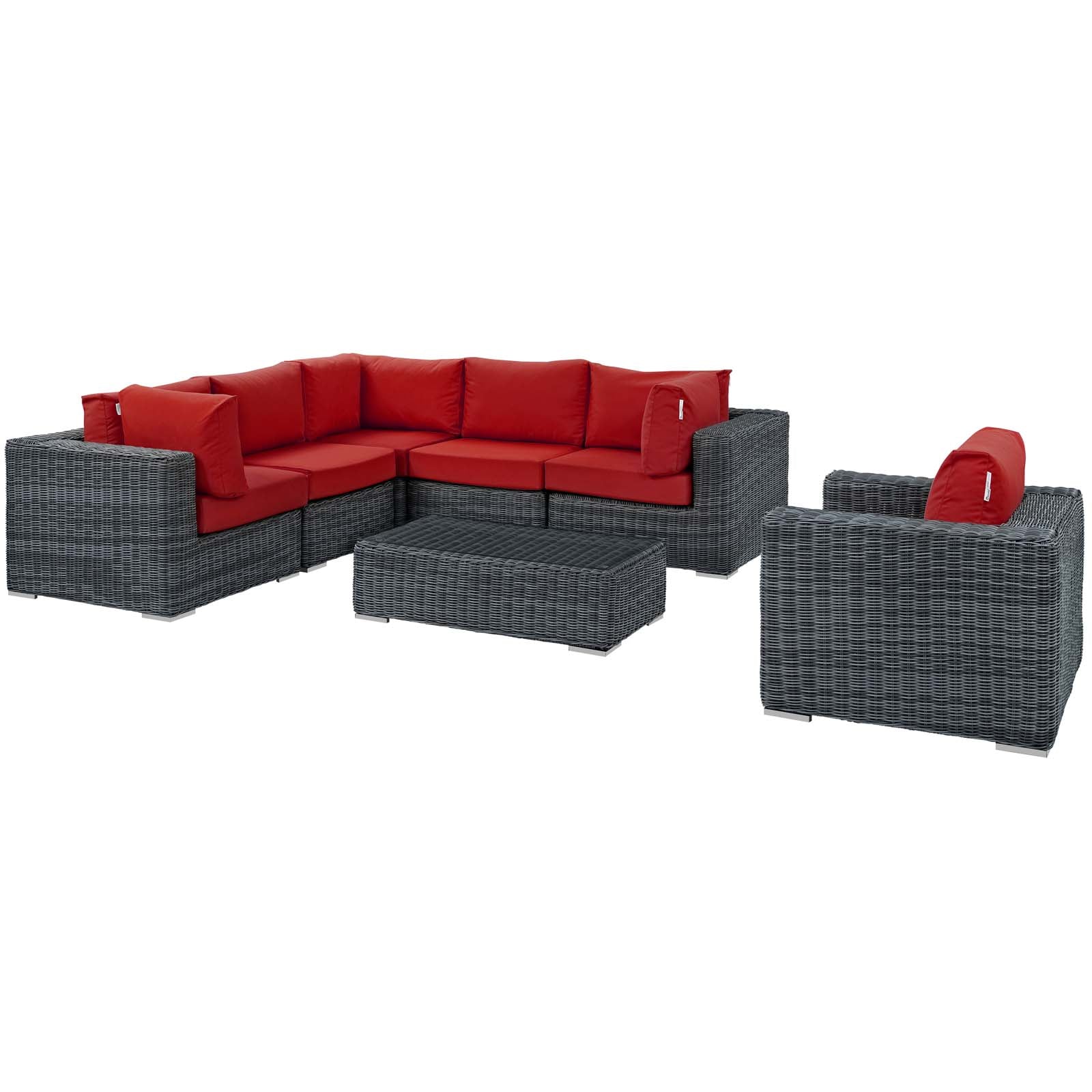 Summon 7 Piece Outdoor Patio Sunbrella® Sectional Set - East Shore Modern Home Furnishings