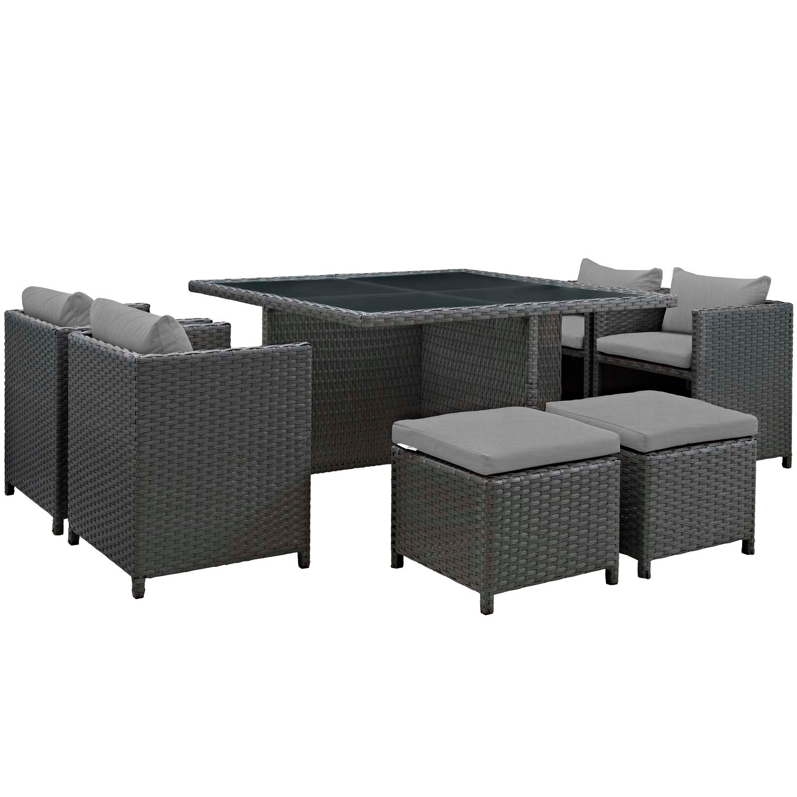 Sojourn 9 Piece Outdoor Patio Sunbrella® Dining Set - East Shore Modern Home Furnishings